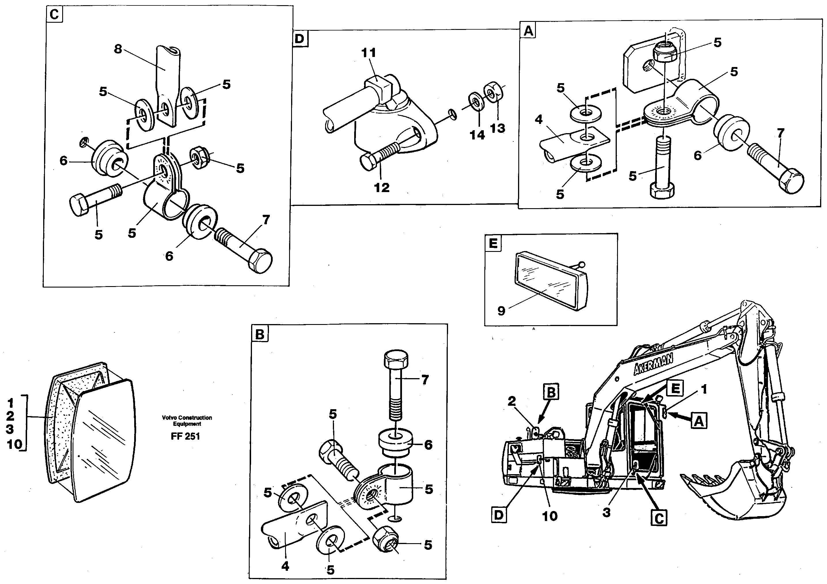 Схема запчастей Volvo EC130C - 47339 Rear view mirror EC130C ?KERMAN ?KERMAN EC130C SER NO - 220