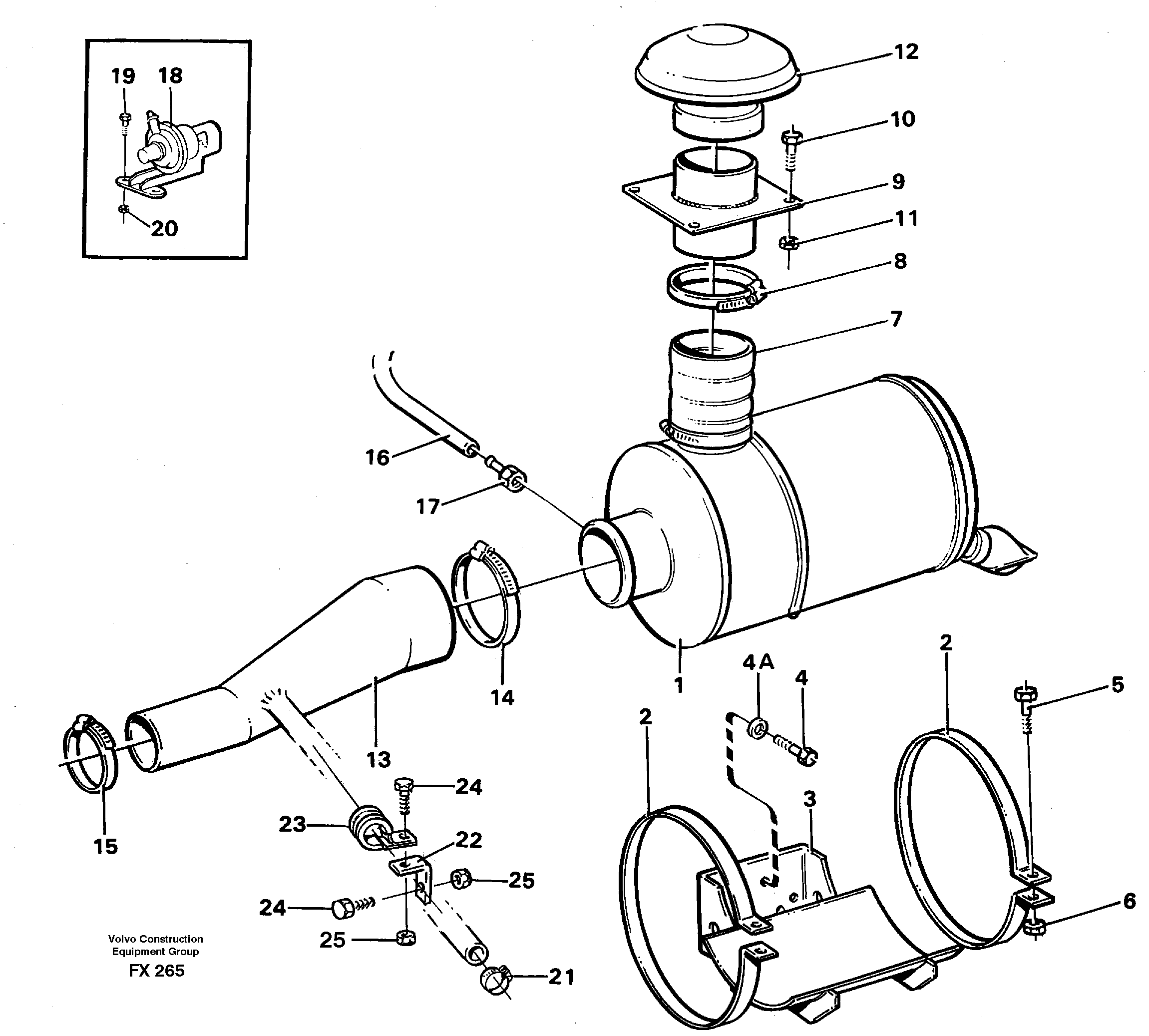 Схема запчастей Volvo EC130C - 12579 Air filter, mounting EC130C SER NO 221-