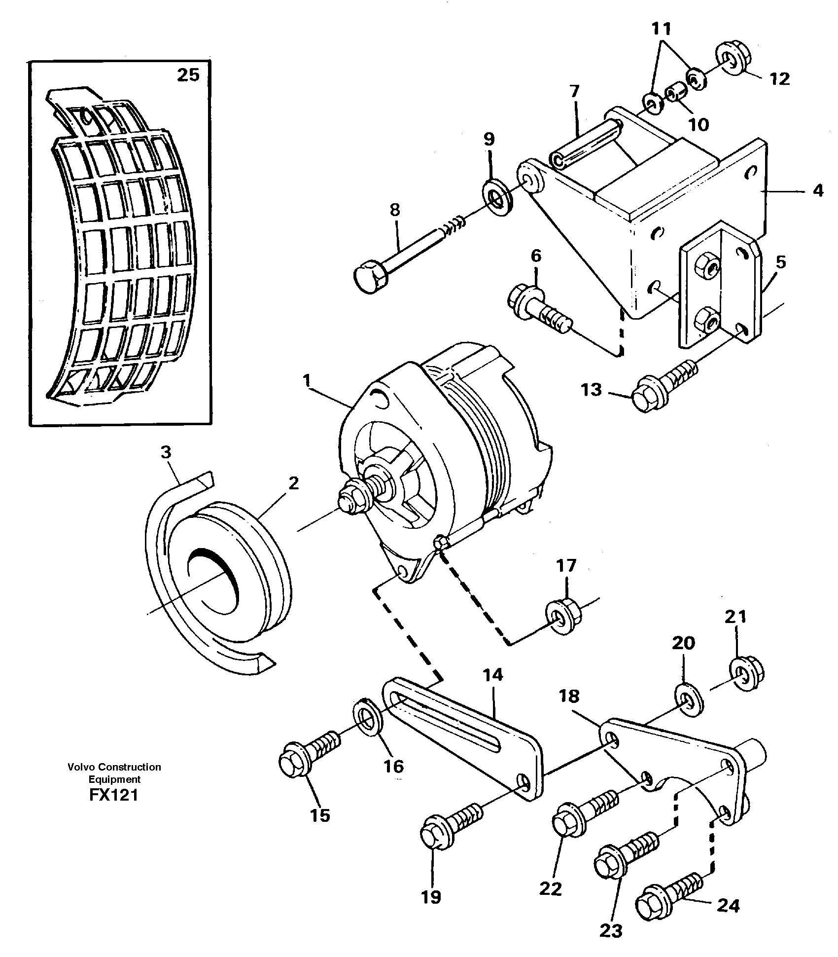 Схема запчастей Volvo EC130C - 96699 Alternator, assembly EC130C SER NO 221-