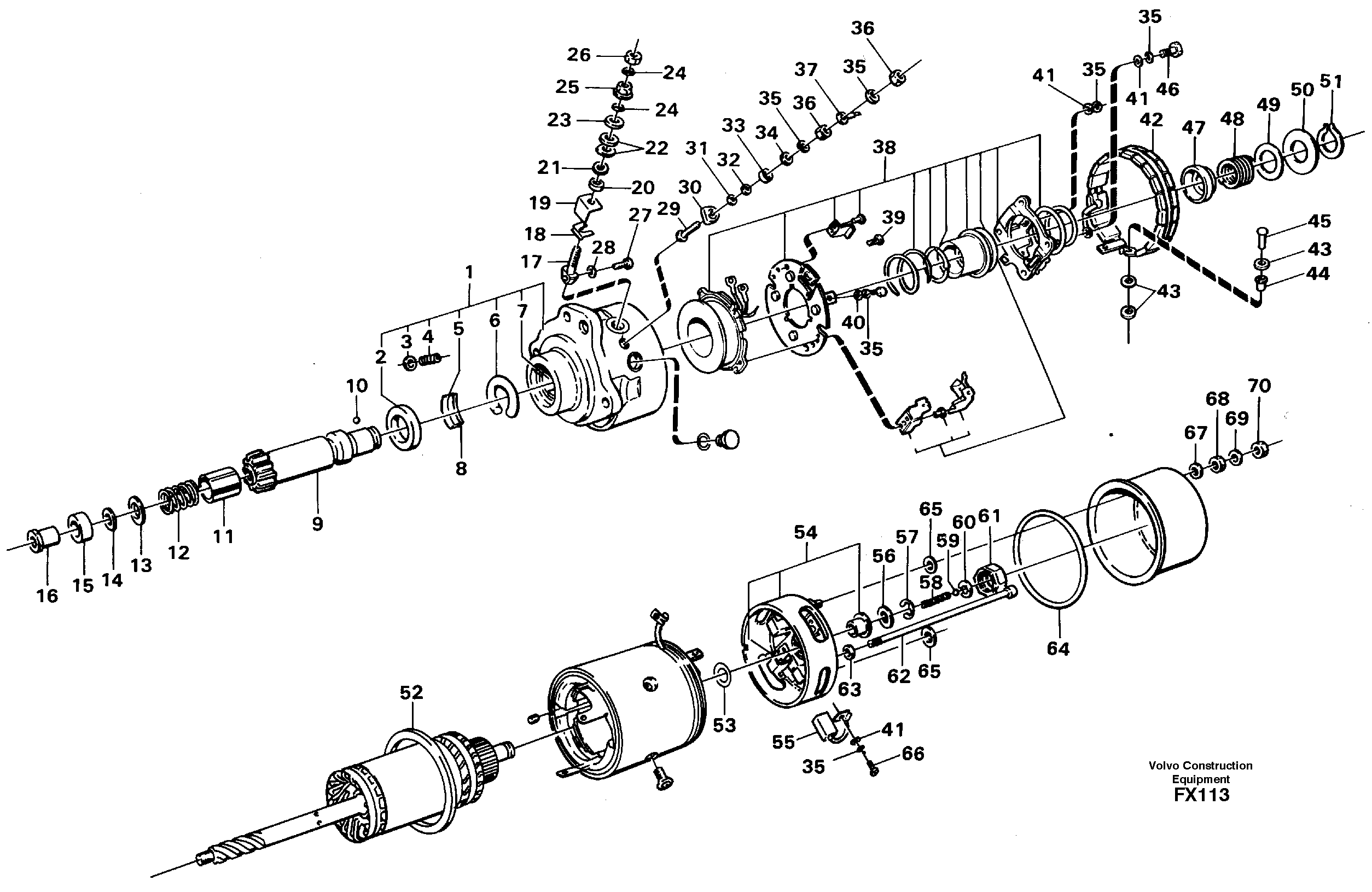 Схема запчастей Volvo EC130C - 36954 Starter motor EC130C SER NO 221-