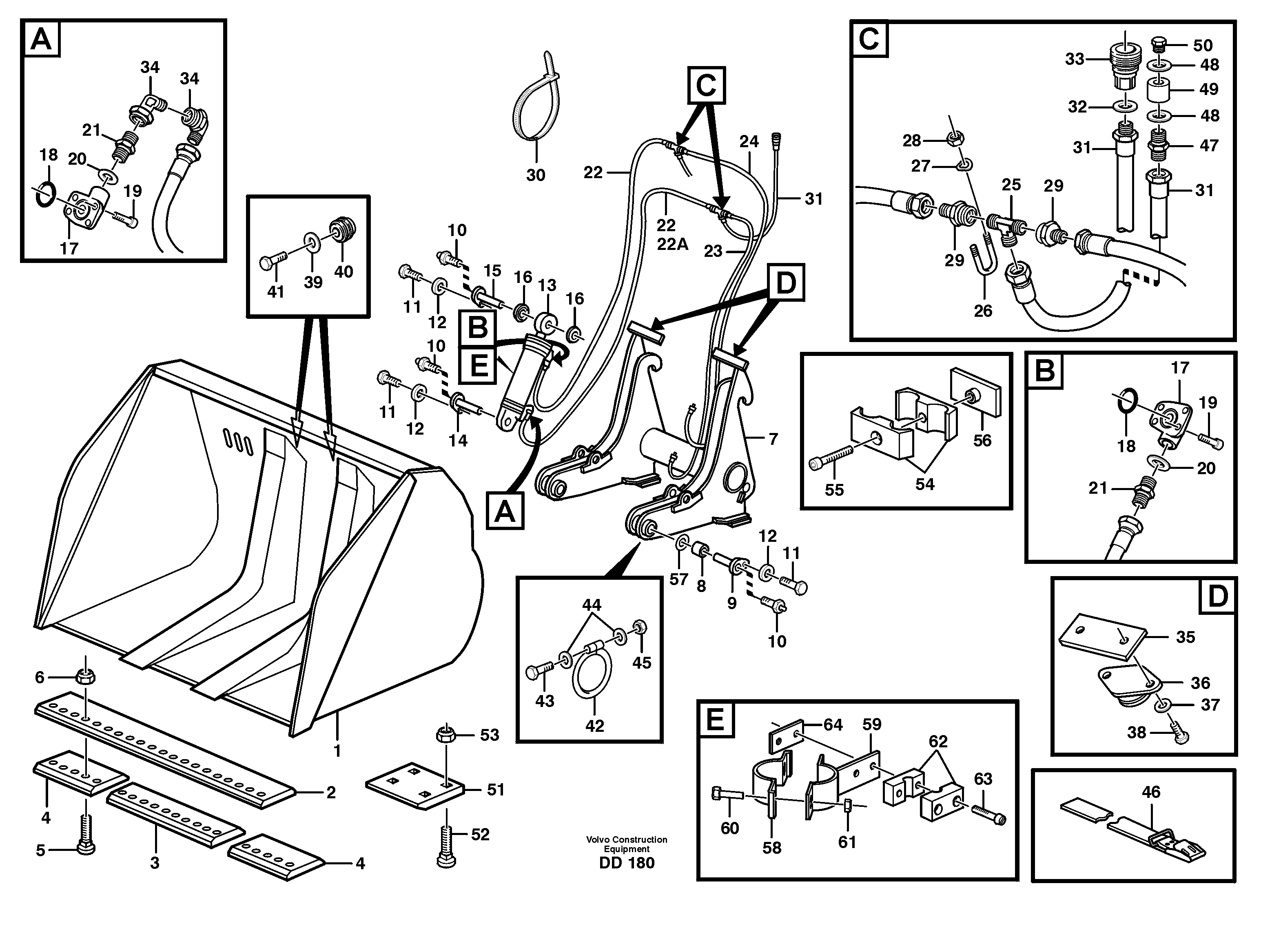 Схема запчастей Volvo EC130C - 80370 High-tipping bucket ATTACHMENTS ATTACHMENTS BUCKETS