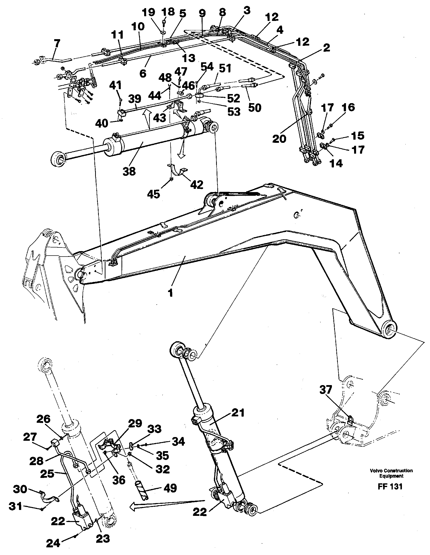 Схема запчастей Volvo EC130C - 2227 Hydraulic system, backhoeboom 4.40 m EC130C ?KERMAN ?KERMAN EC130C SER NO - 220