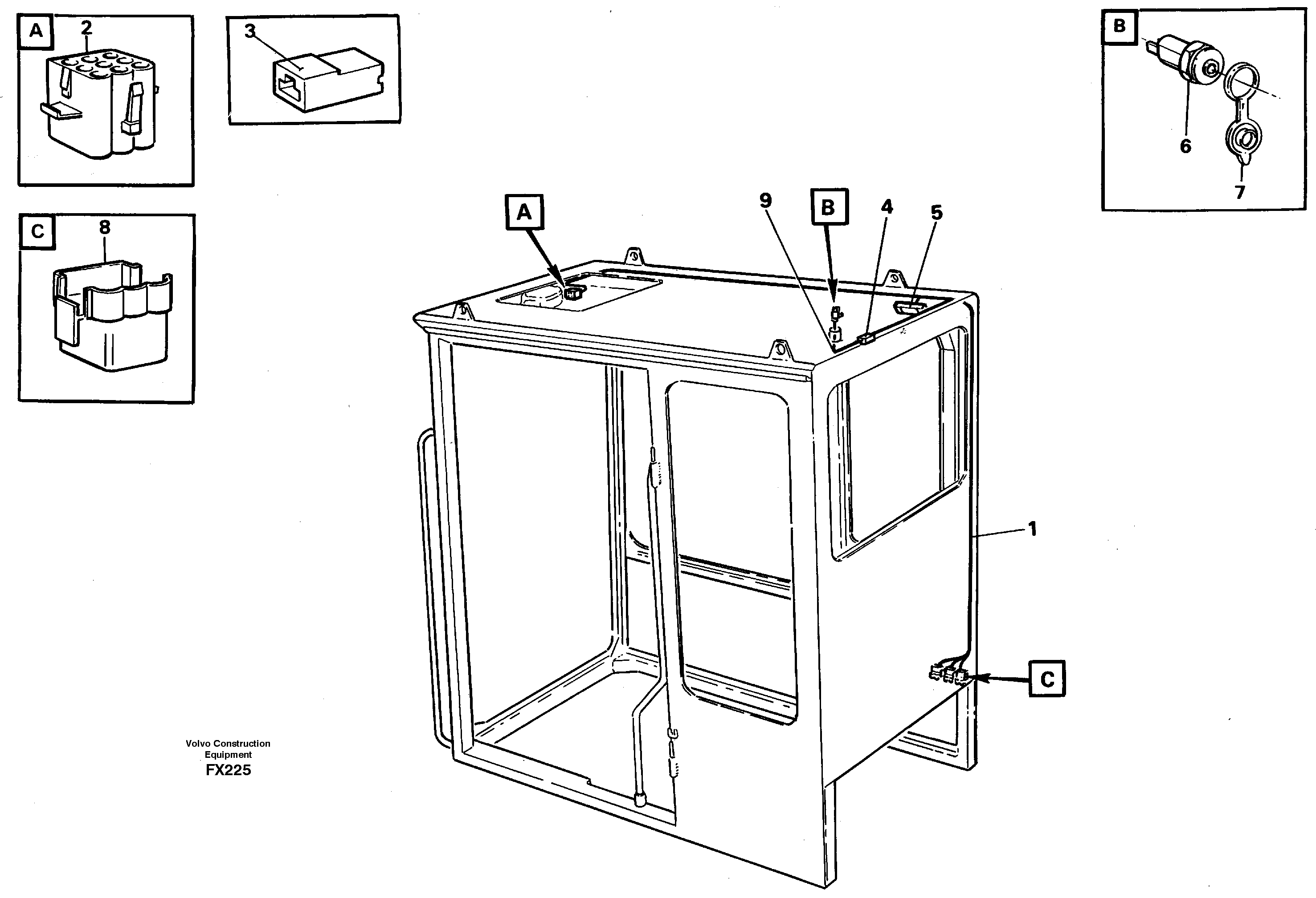 Схема запчастей Volvo EC130C - 12585 Cable harnesses, cab EC130C SER NO 221-