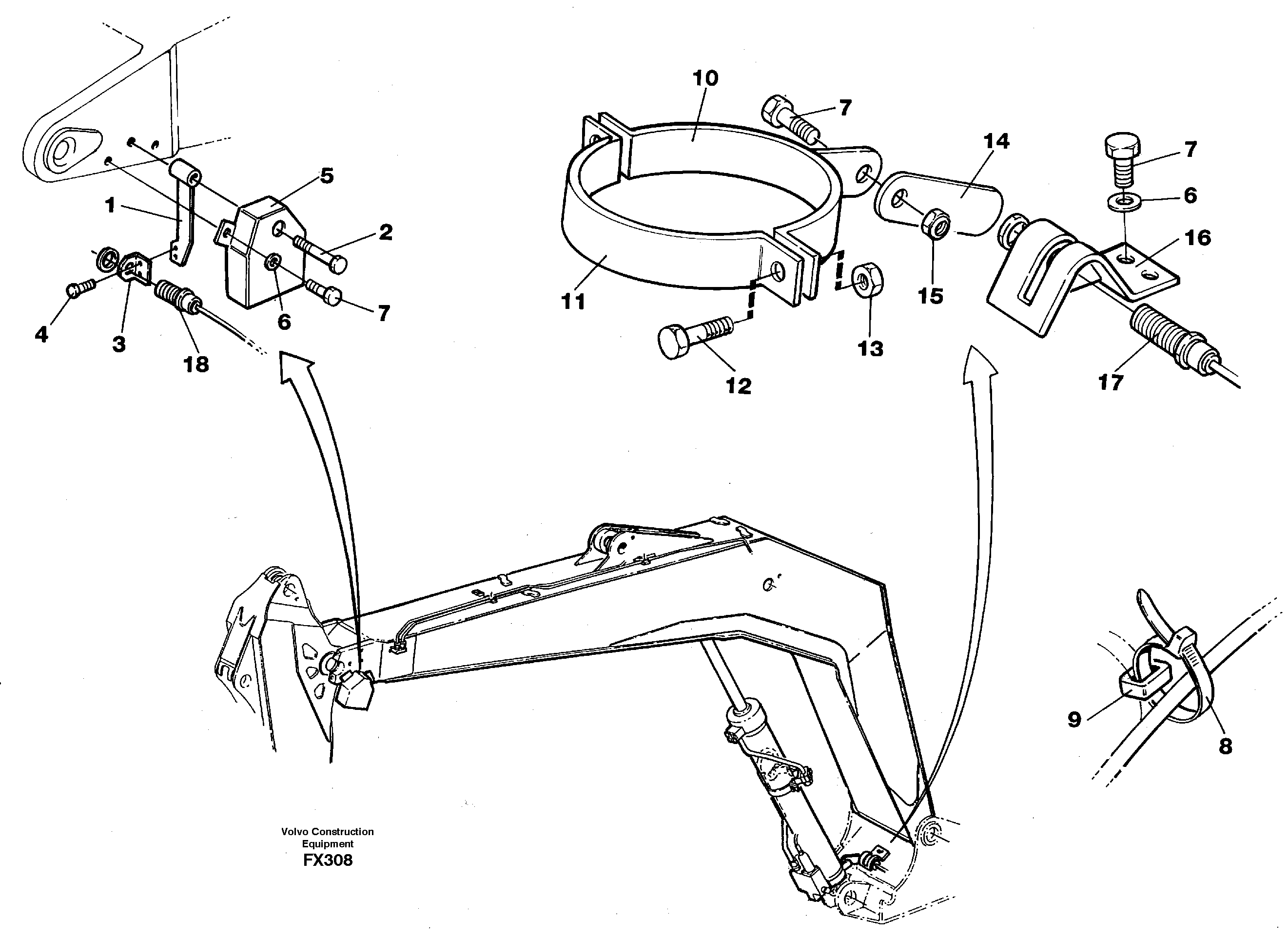 Схема запчастей Volvo EC130C - 12586 Electric insatallation onbackhoe equipment EC130C SER NO 221-
