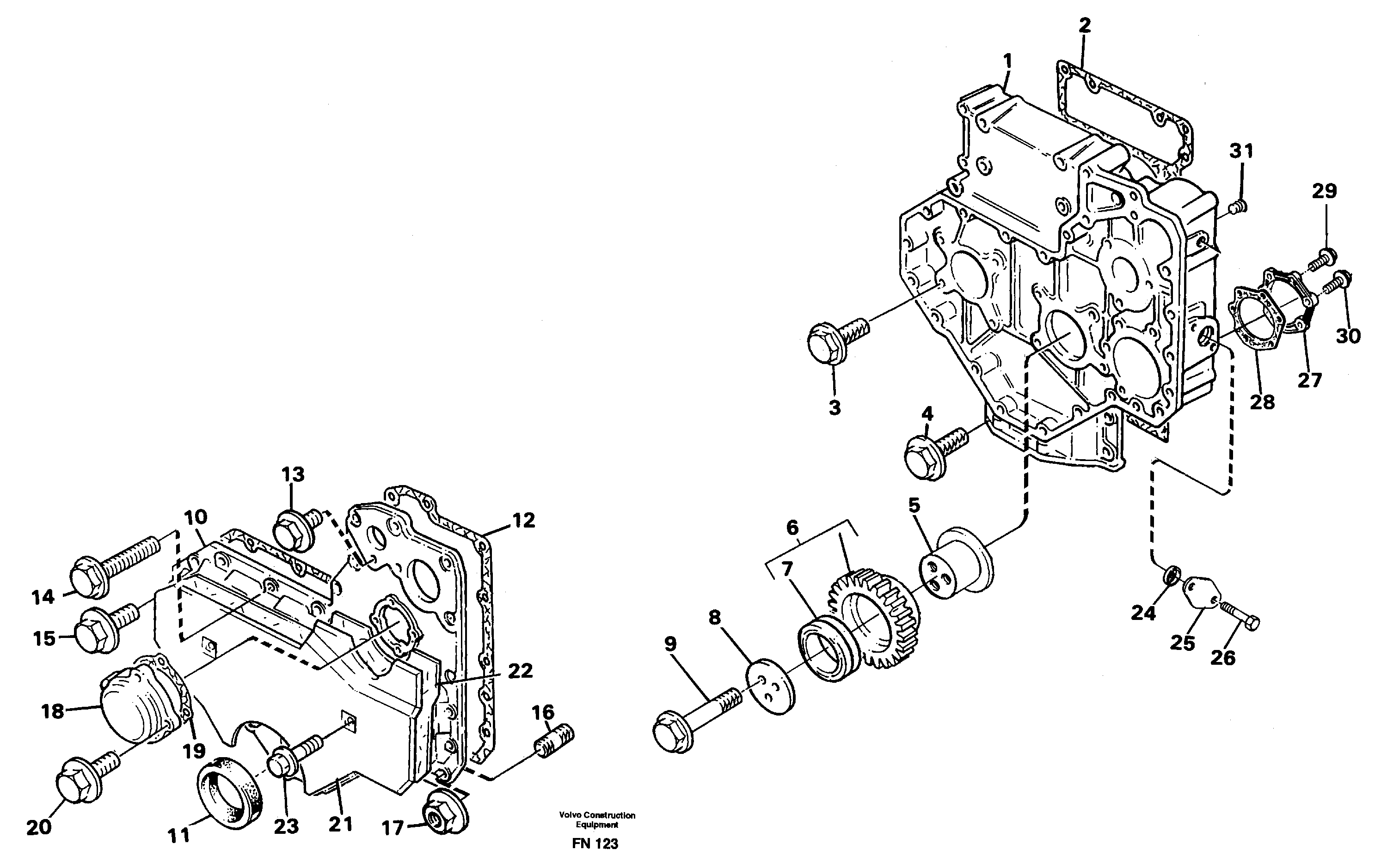 Схема запчастей Volvo EC150C - 90354 Timing gear casing EC150C ?KERMAN ?KERMAN EC150C SER NO - 253