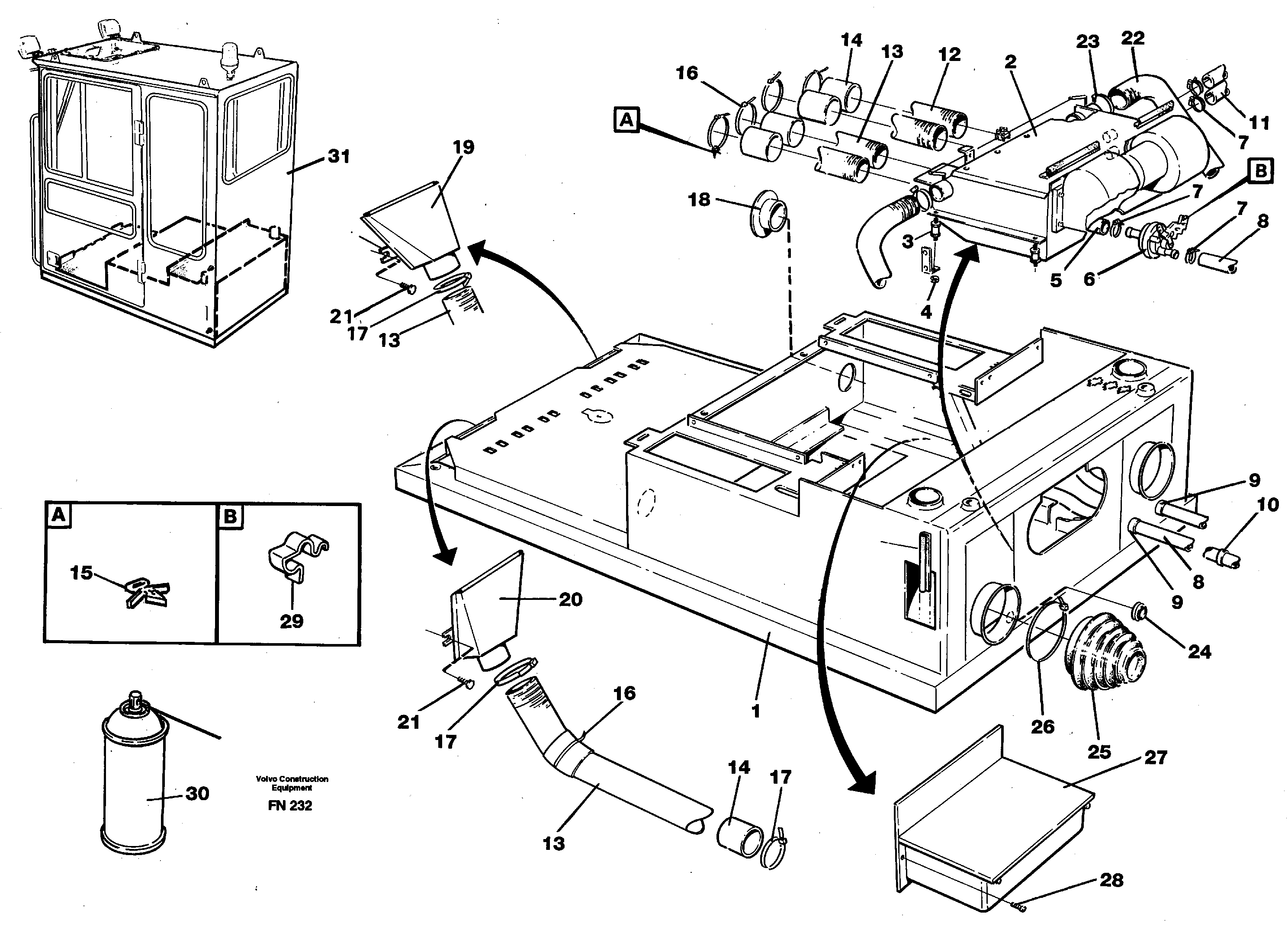 Схема запчастей Volvo EC150C - 85893 Cab heater with fitting parts EC150C ?KERMAN ?KERMAN EC150C SER NO - 253