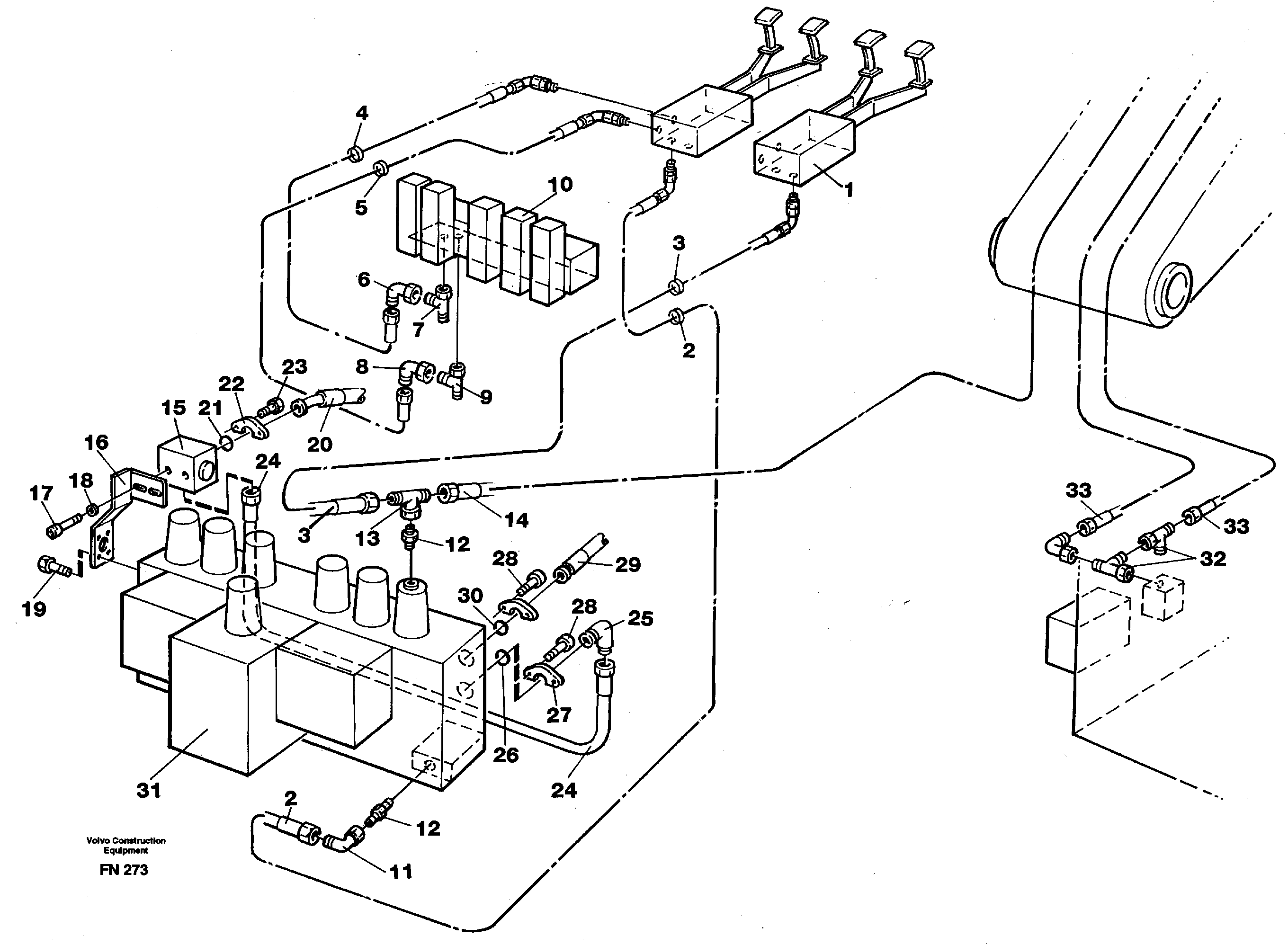 Схема запчастей Volvo EC150C - 88593 Hydraulic system adjustable boom in base machine EC150C ?KERMAN ?KERMAN EC150C SER NO - 253
