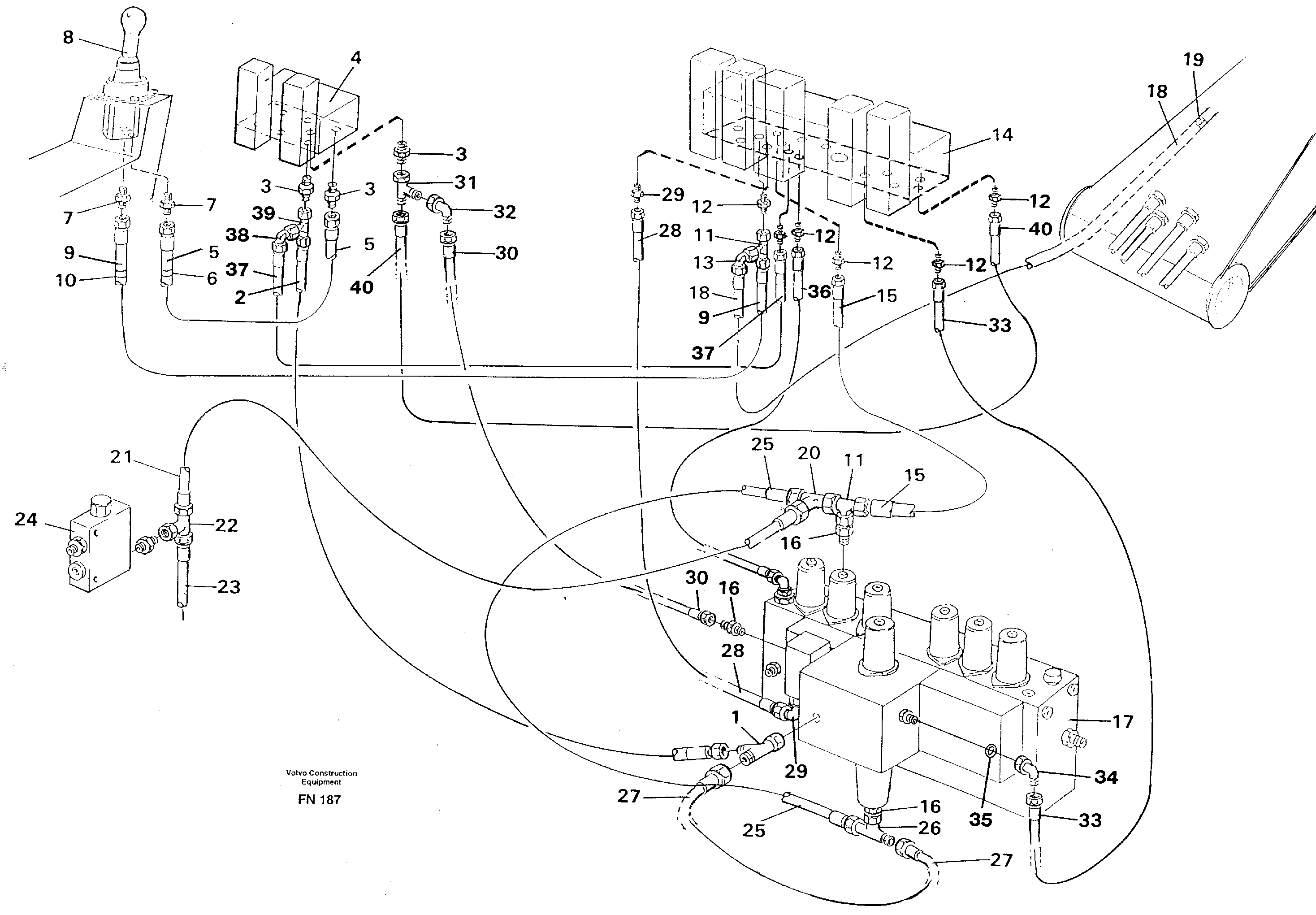 Схема запчастей Volvo EC150C - 8598 Servo hydraulics, boom EC150C ?KERMAN ?KERMAN EC150C SER NO - 253