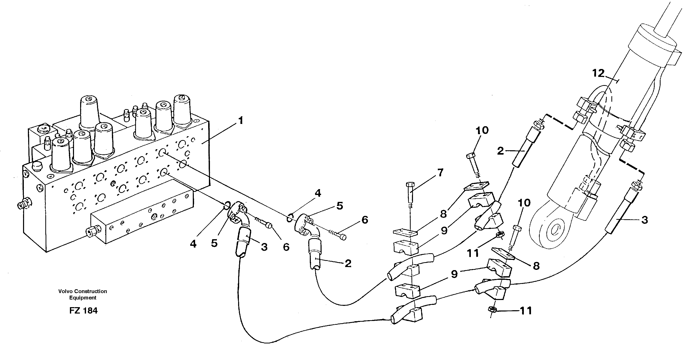Схема запчастей Volvo EC150C - 91090 Hydraulic system, boom EC150C SER NO 254-