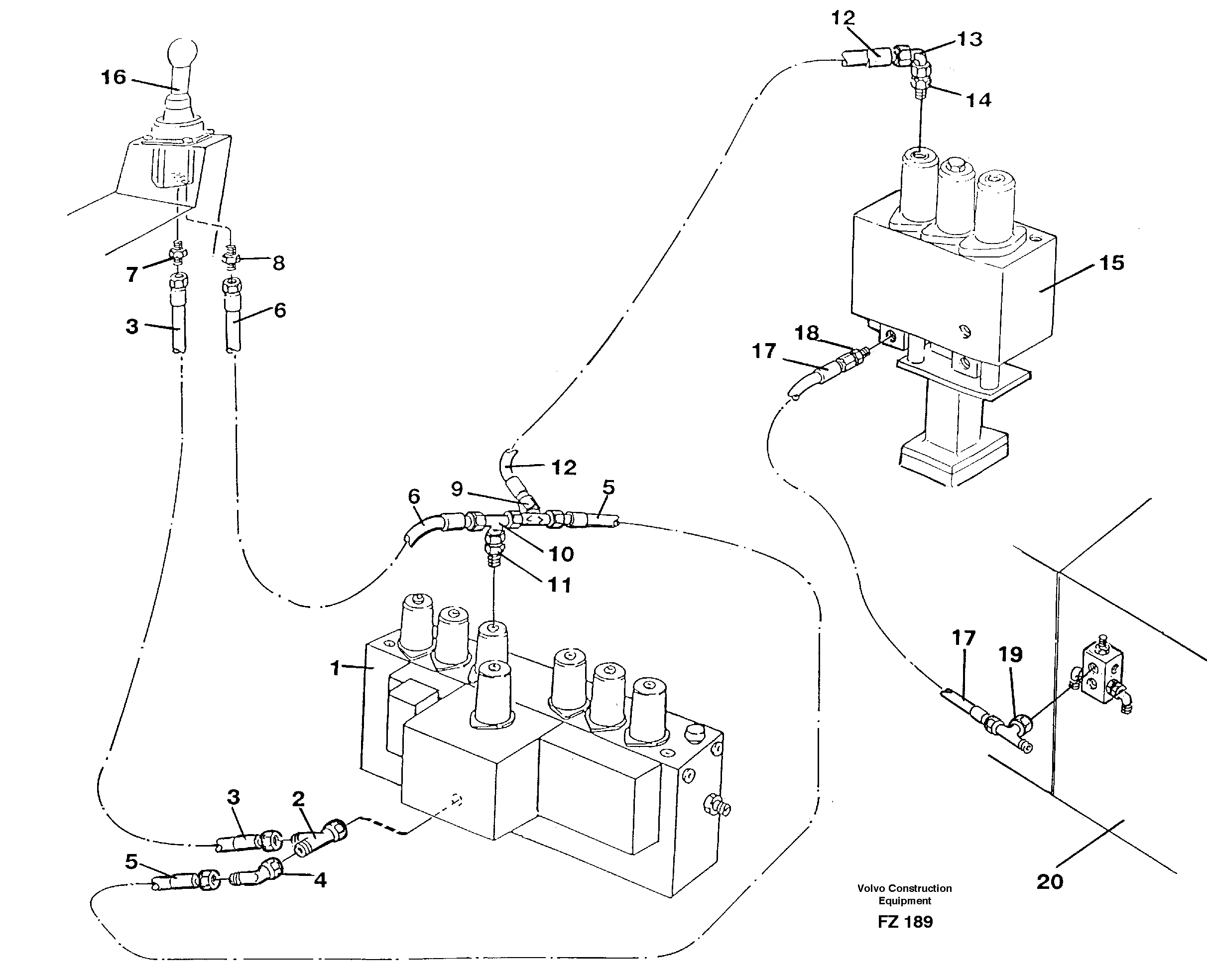 Схема запчастей Volvo EC150C - 45780 Servo hydraulics, bucket EC150C SER NO 254-