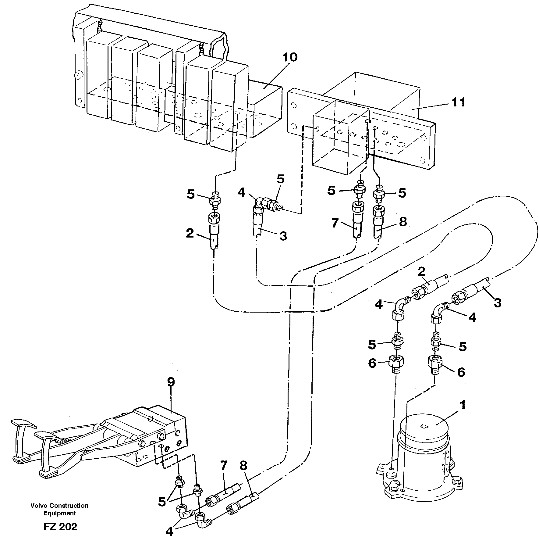Схема запчастей Volvo EC150C - 46786 Servo hyraulics, travel brake, high speed travel EC150C SER NO 254-