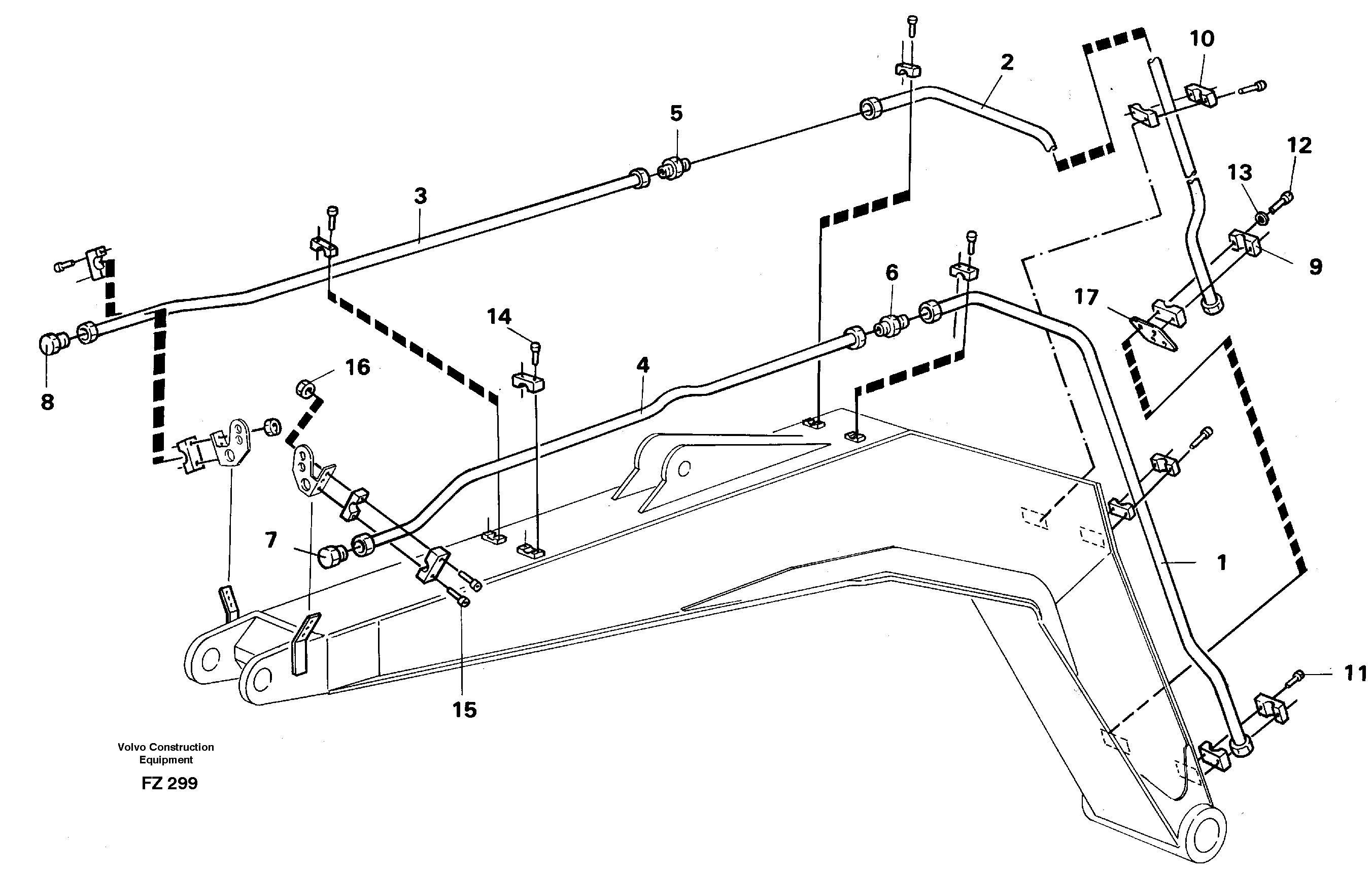 Схема запчастей Volvo EC150C - 95075 Hydr, hammer, boom EC150C SER NO 254-