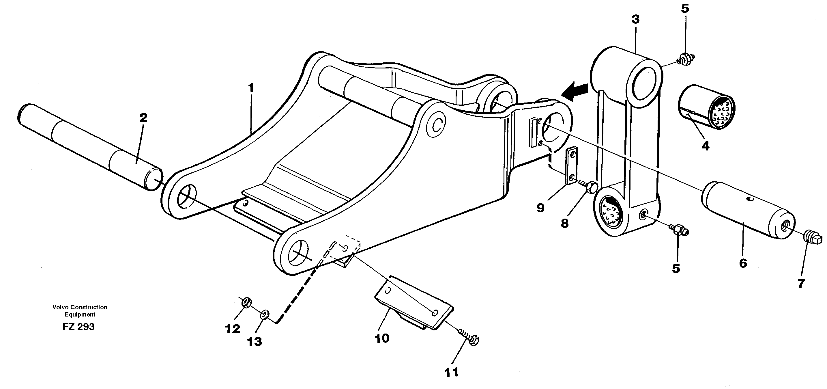 Схема запчастей Volvo EC150C - 61594 Clamshell rest EC150C SER NO 254-