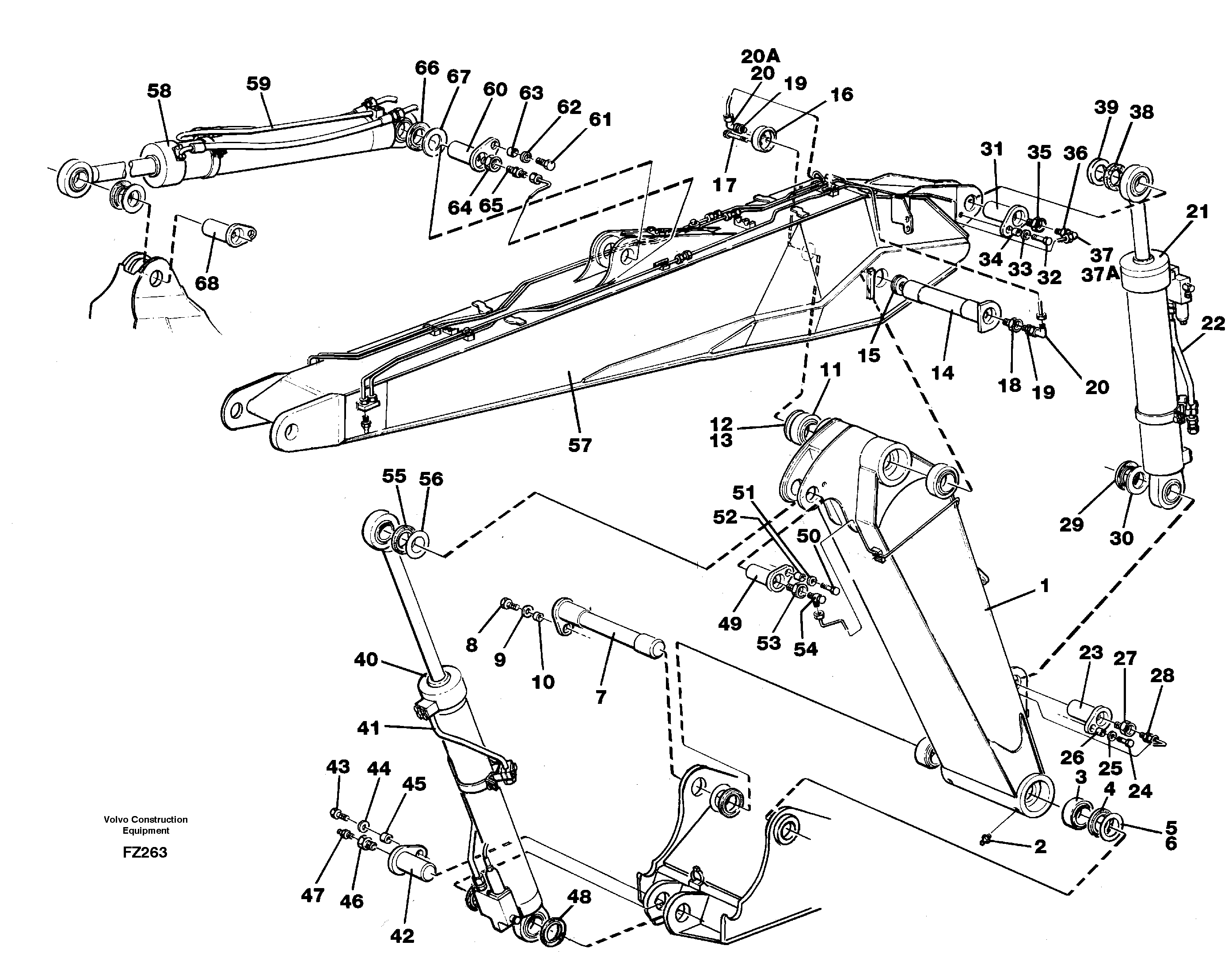 Схема запчастей Volvo EC150C - 44792 Adjustable boom with assembly EC150C SER NO 254-