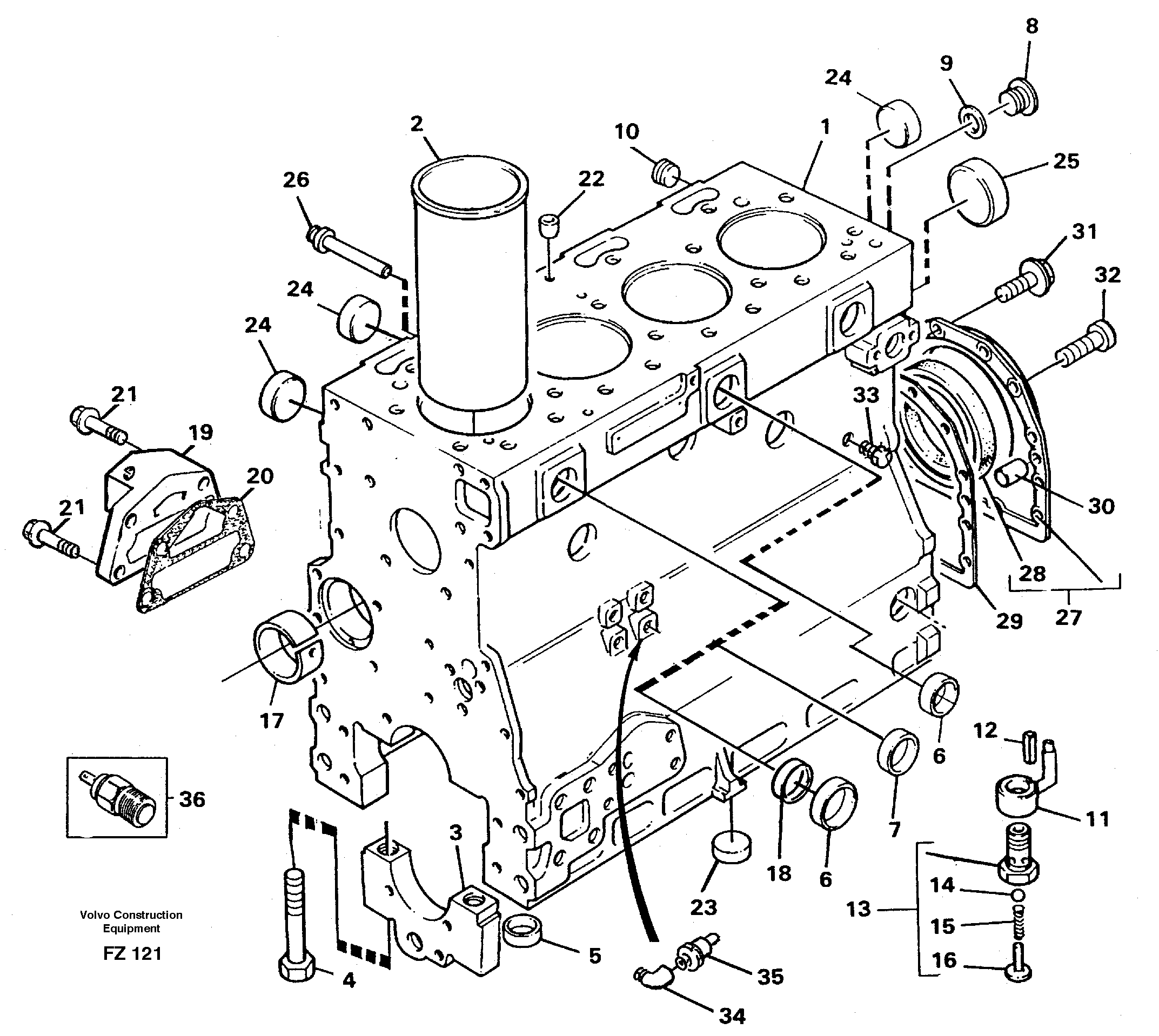 Схема запчастей Volvo EC150C - 41064 Блок цилиндров EC150C SER NO 254-