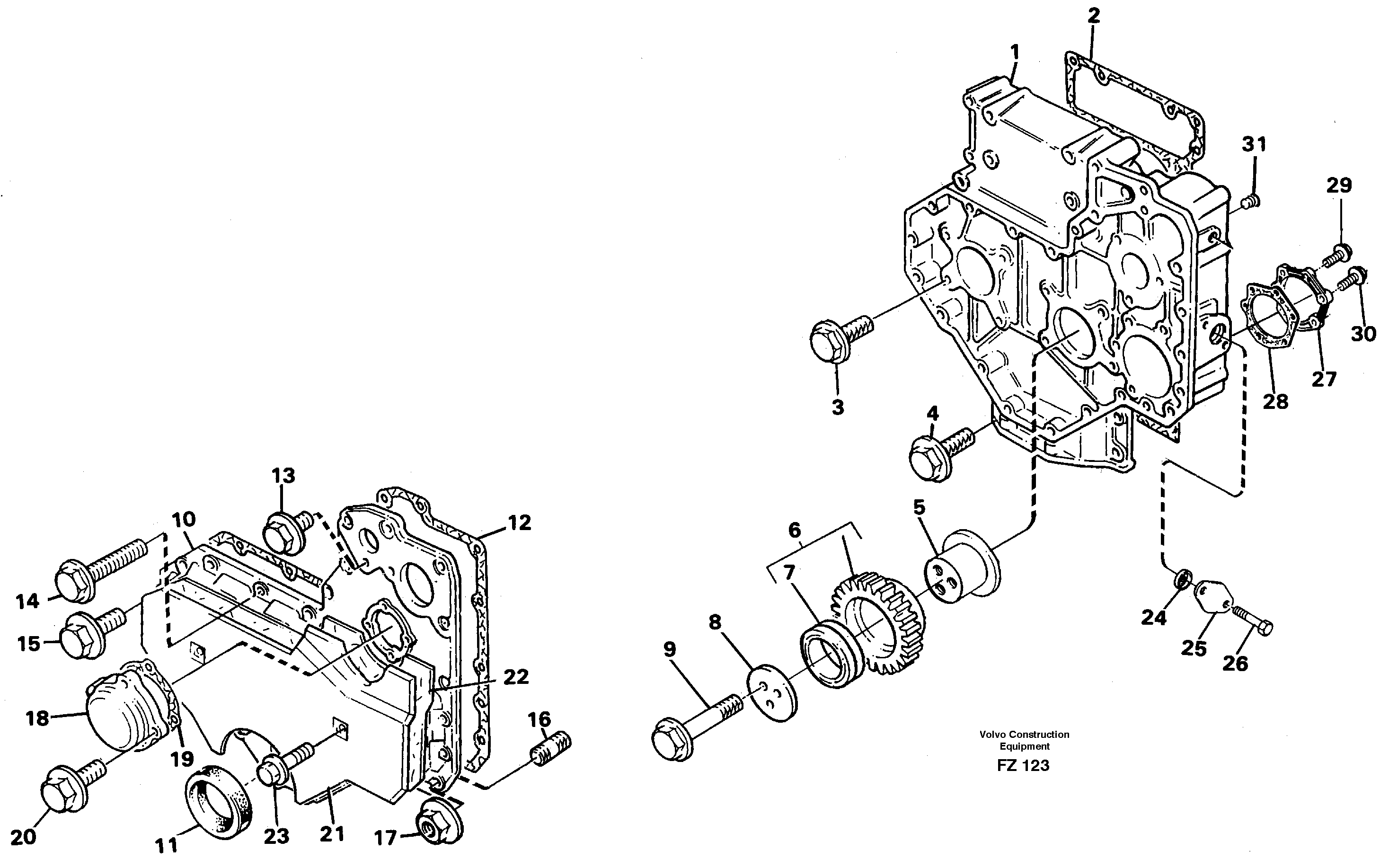 Схема запчастей Volvo EC150C - 94846 Timing gear casing EC150C SER NO 254-