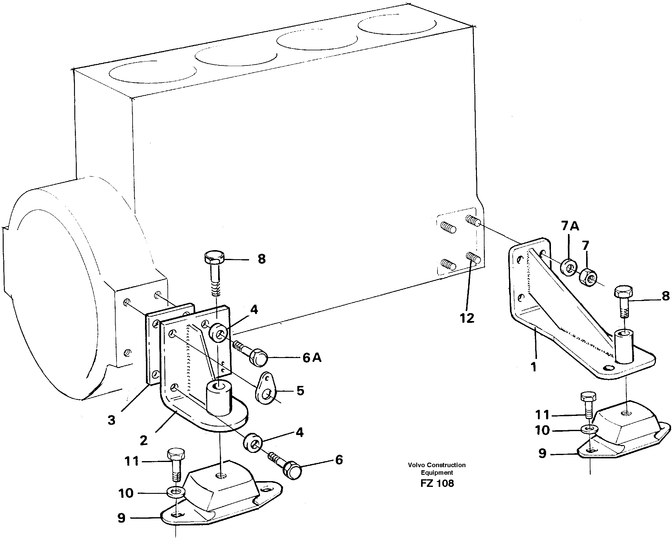 Схема запчастей Volvo EC150C - 9874 Установка двигателя EC150C SER NO 254-