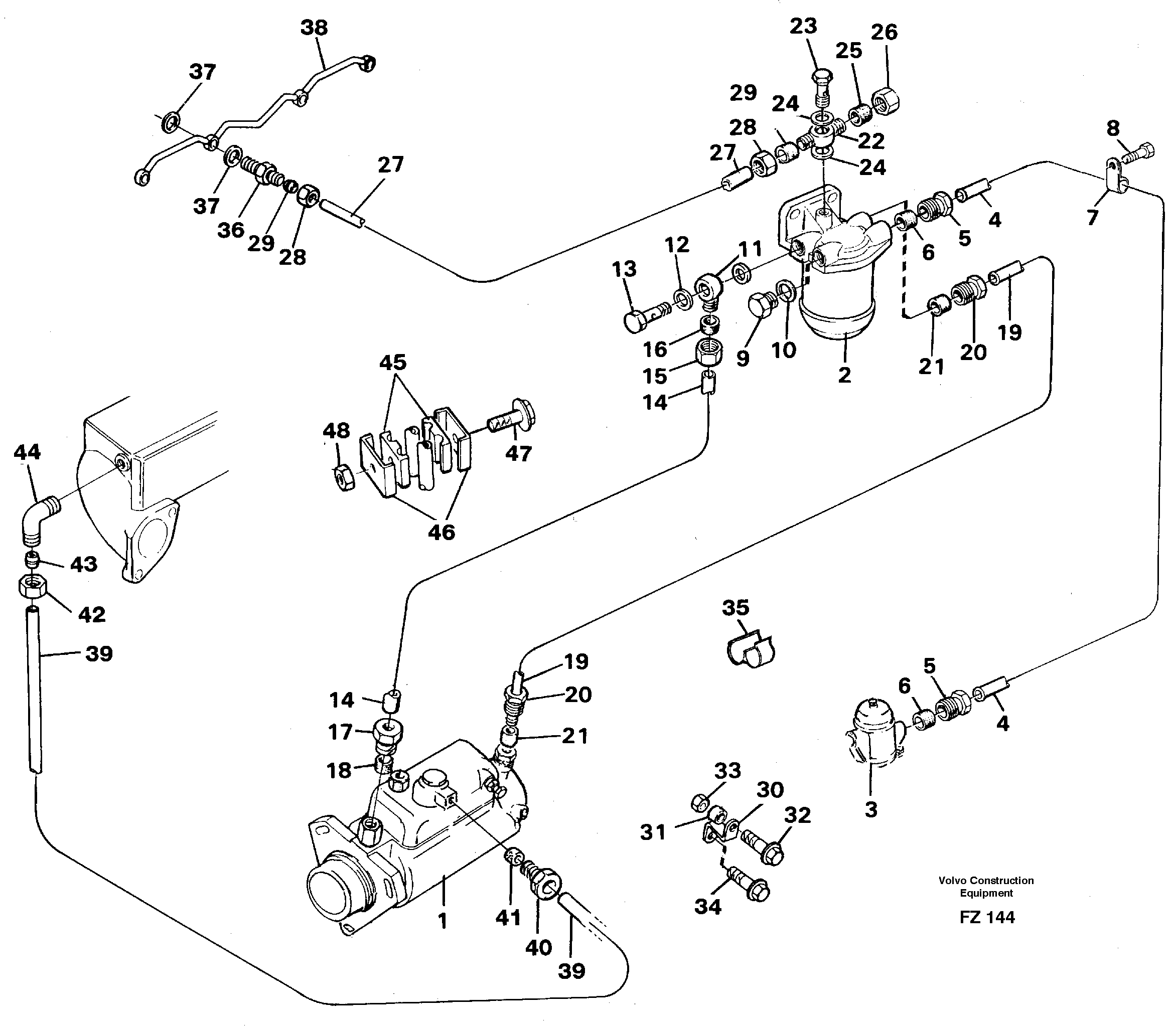 Схема запчастей Volvo EC150C - 44775 Fuel system: Fuel pump - fuel inject EC150C SER NO 254-