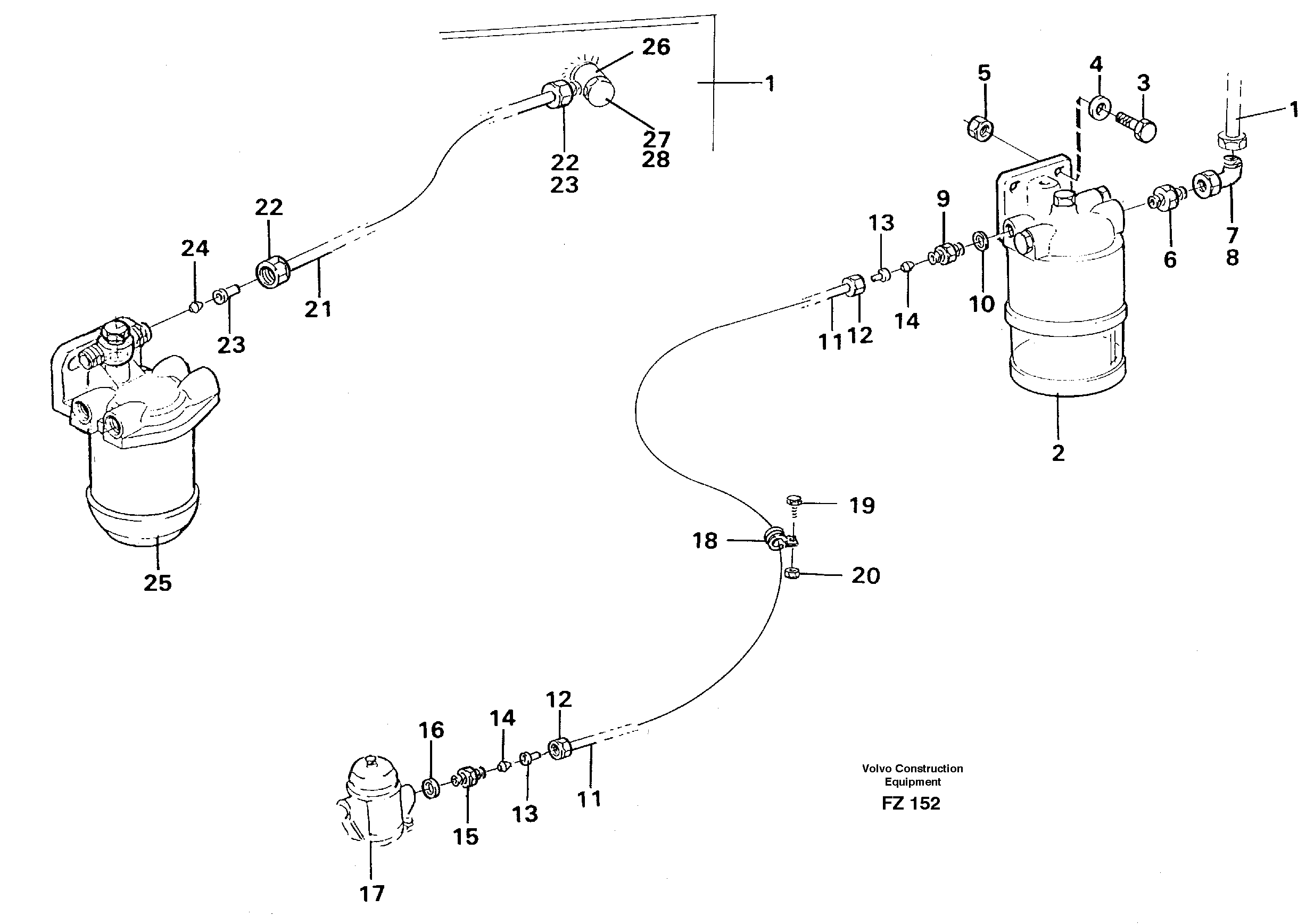 Схема запчастей Volvo EC150C - 62528 Fuel system: Fuel tank - fuel pump EC150C SER NO 254-