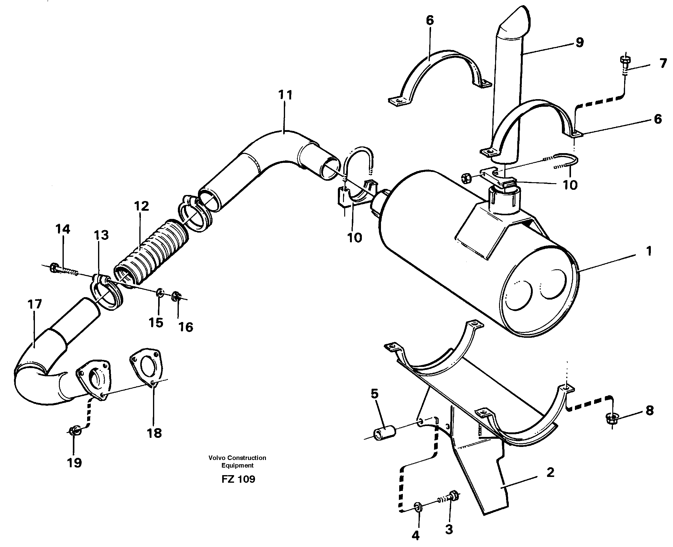 Схема запчастей Volvo EC150C - 44779 Выхлопная система EC150C SER NO 254-