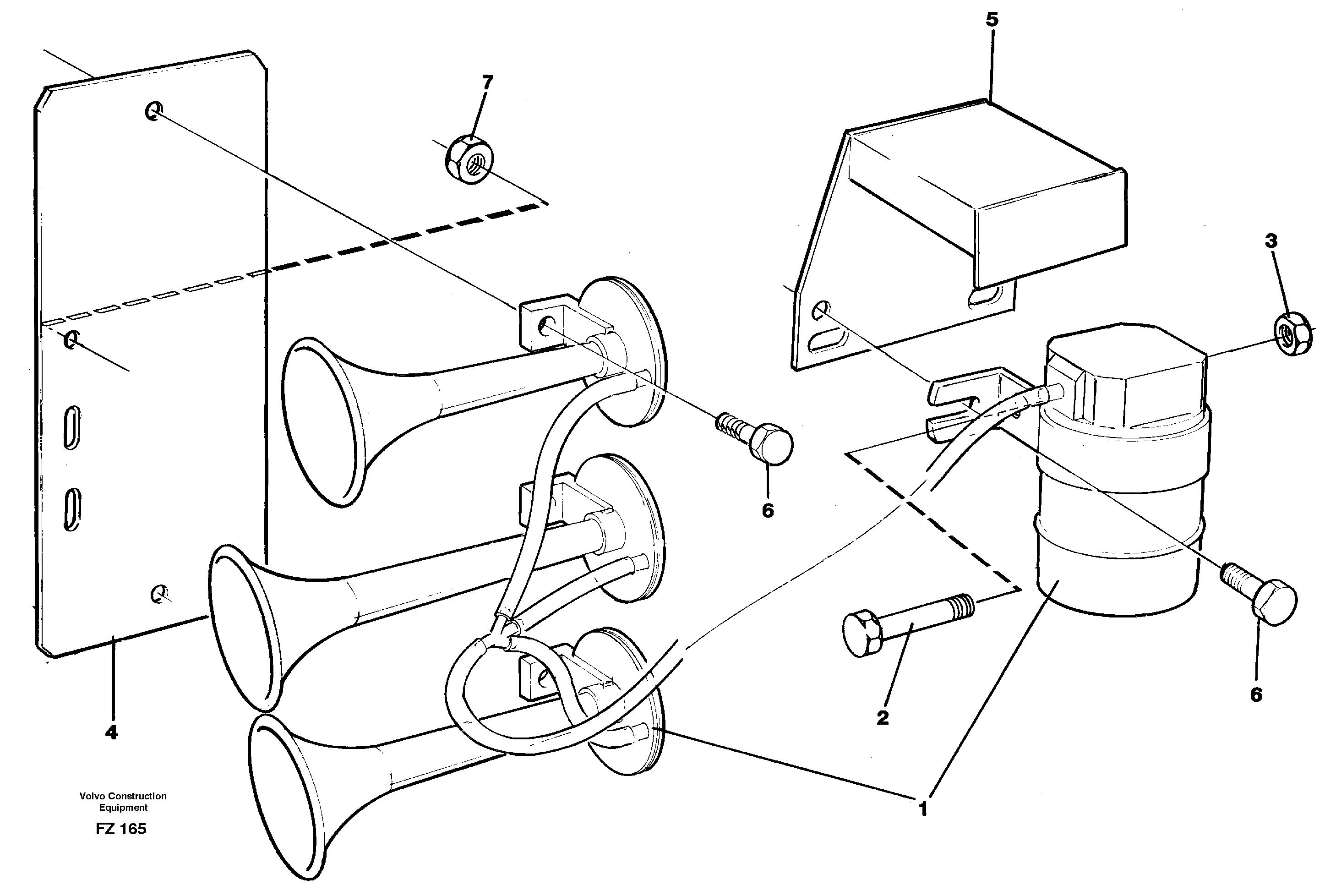 Схема запчастей Volvo EC150C - 30228 Compressor horn EC150C SER NO 254-