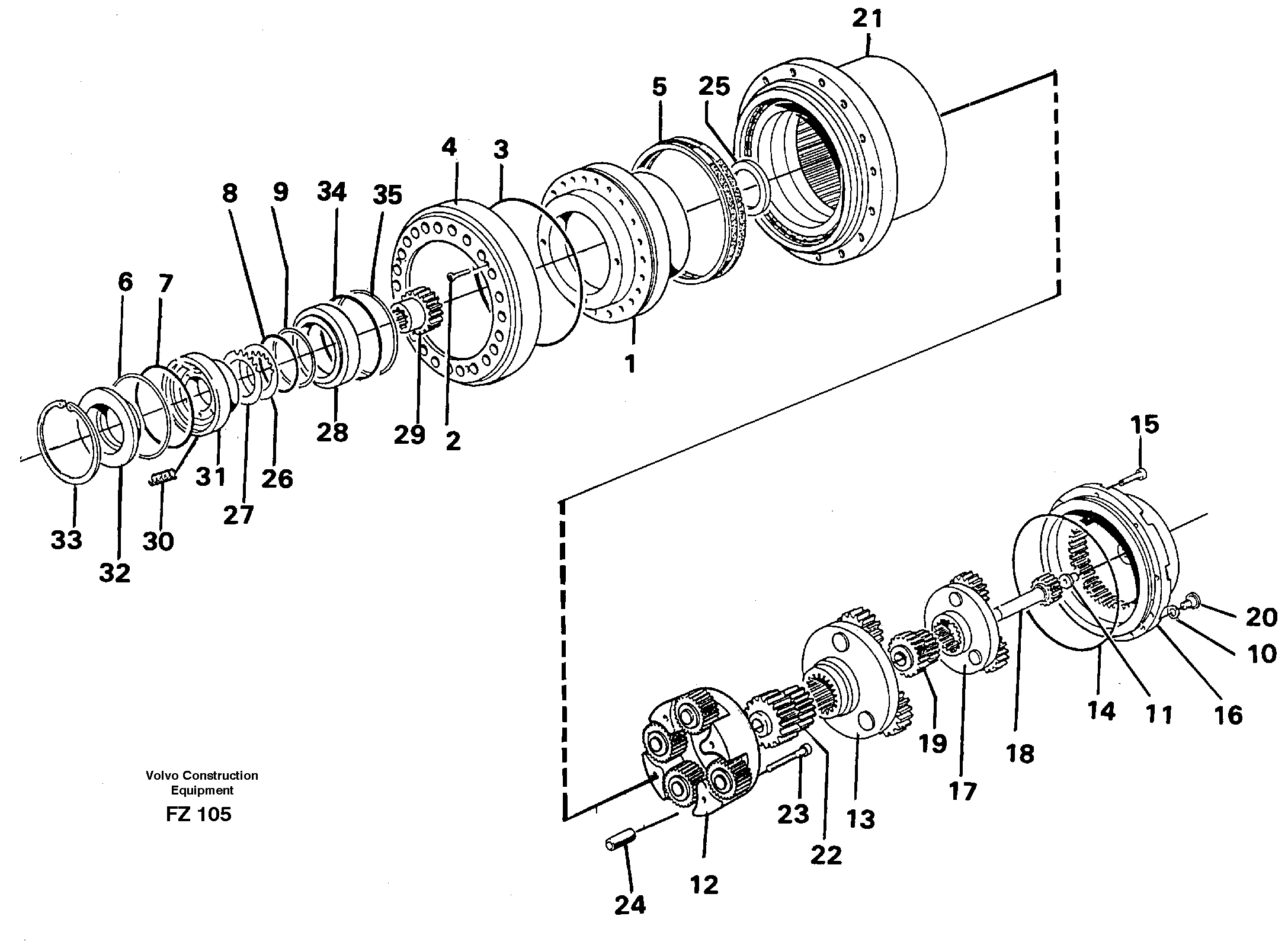Схема запчастей Volvo EC150C - 32993 Planetary drive EC150C SER NO 254-