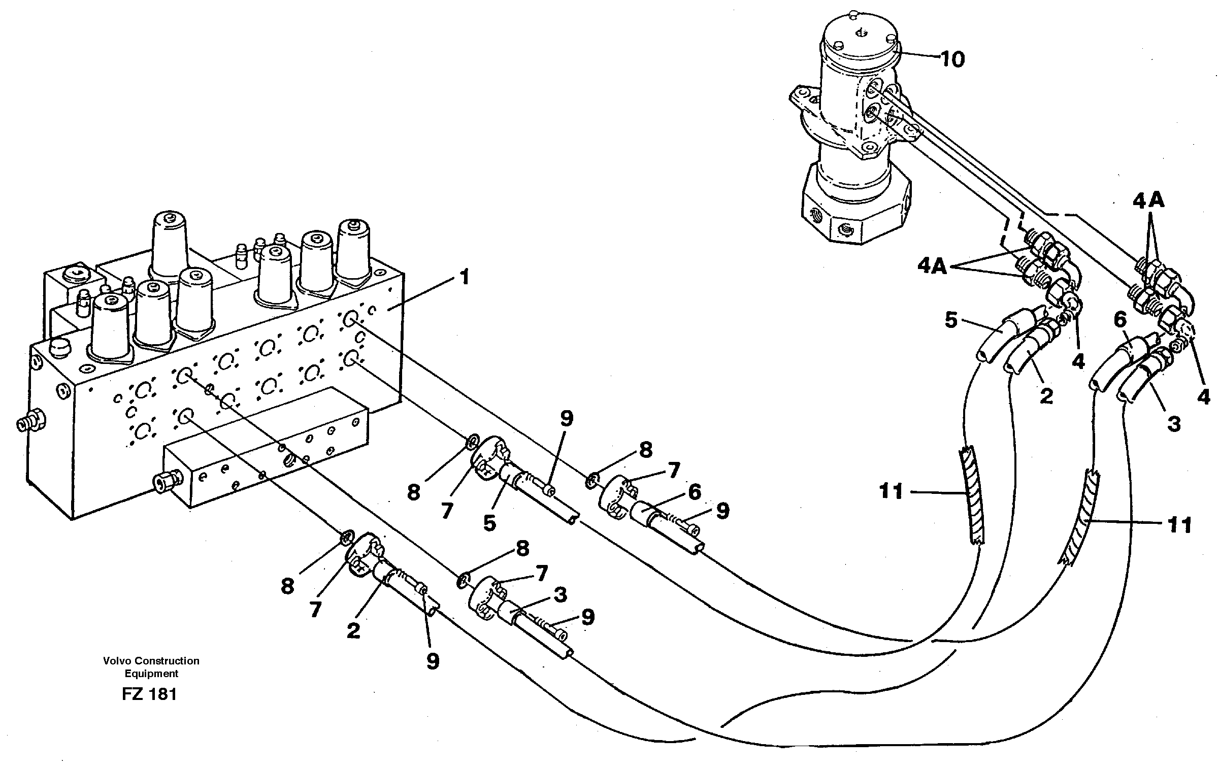 Схема запчастей Volvo EC150C - 88846 Hydraulic system, travel EC150C SER NO 254-