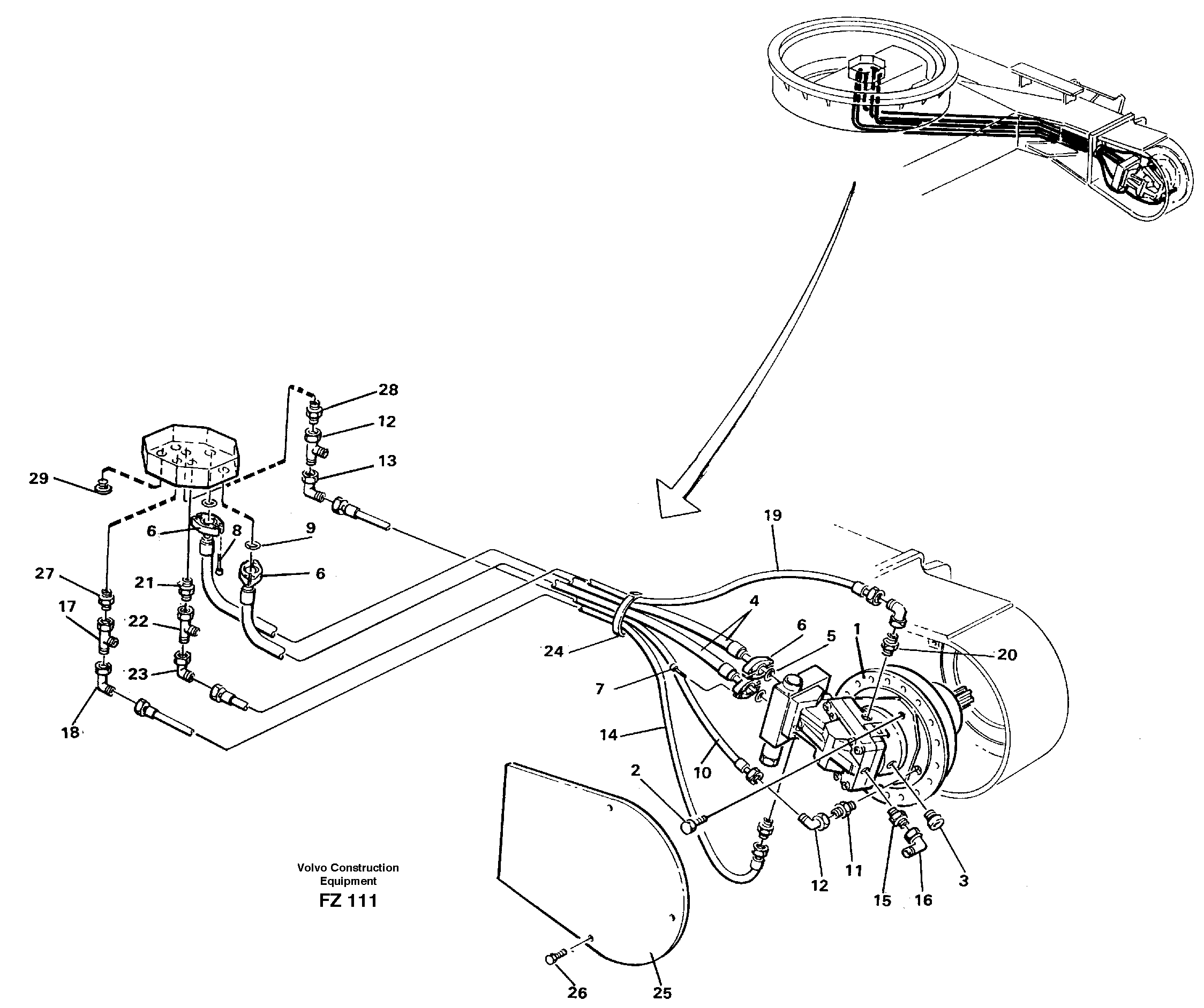 Схема запчастей Volvo EC150C - 91455 Hydraulic system, travel motor EC150C SER NO 254-