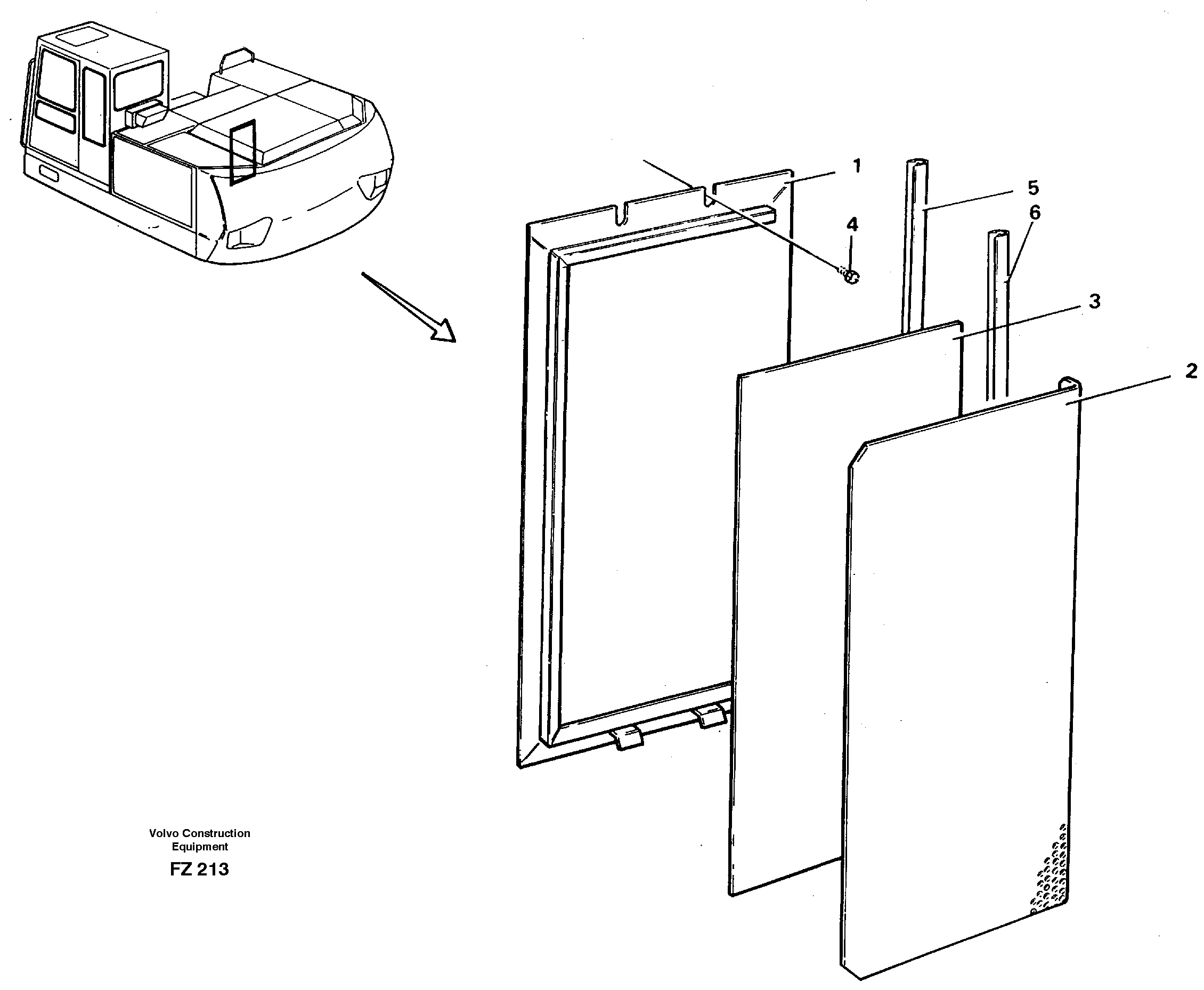 Схема запчастей Volvo EC150C - 34047 Hatch,engine EC150C SER NO 254-