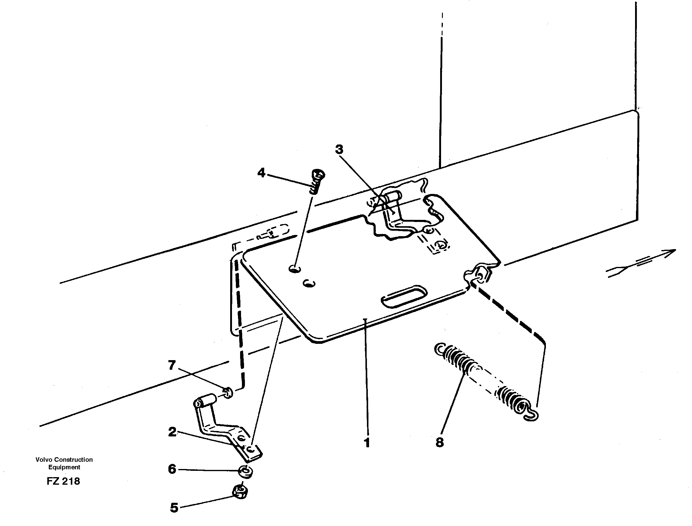 Схема запчастей Volvo EC150C - 34631 Battery disconnector hatch EC150C SER NO 254-