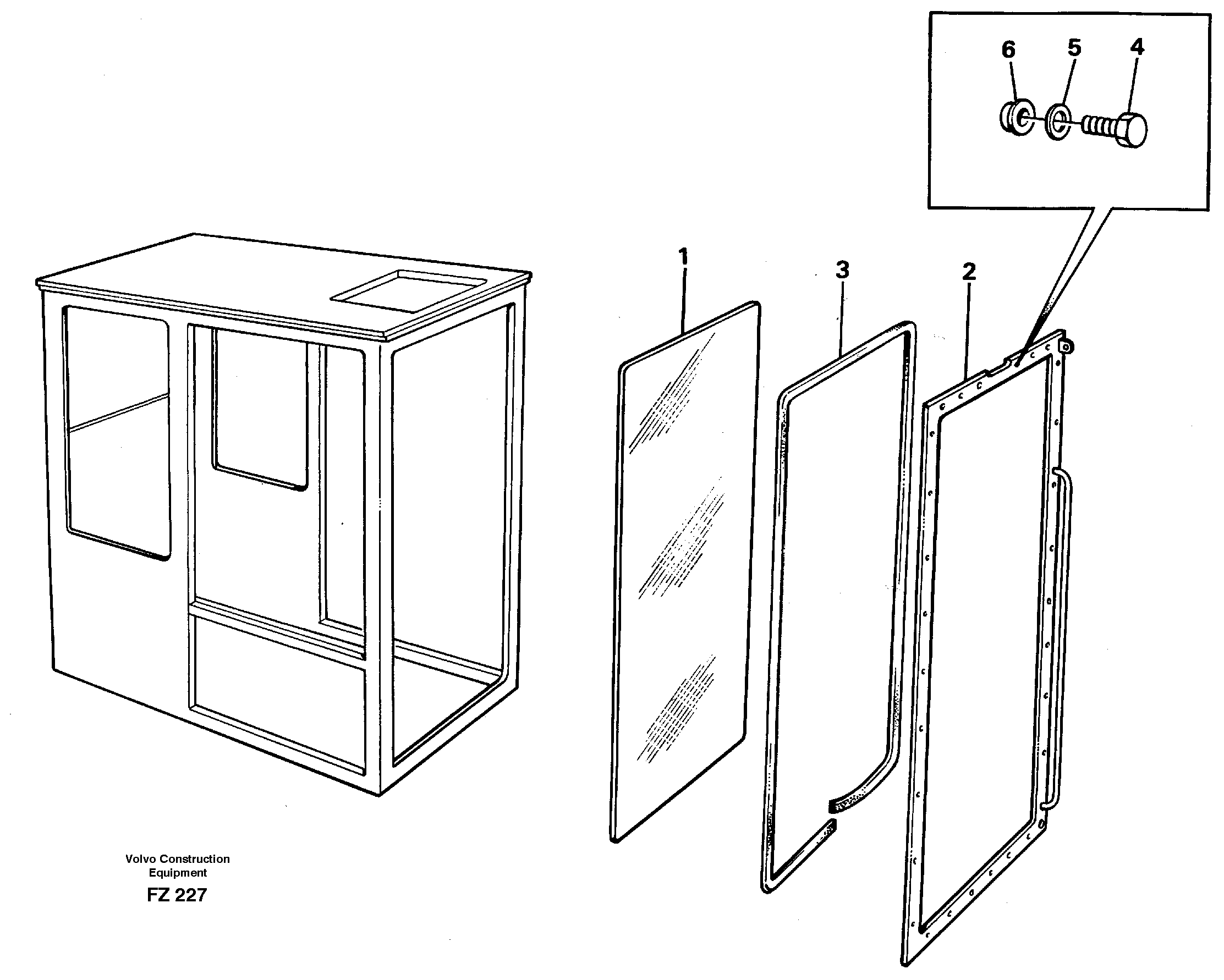 Схема запчастей Volvo EC150C - 43202 Entire windscreen EC150C SER NO 254-