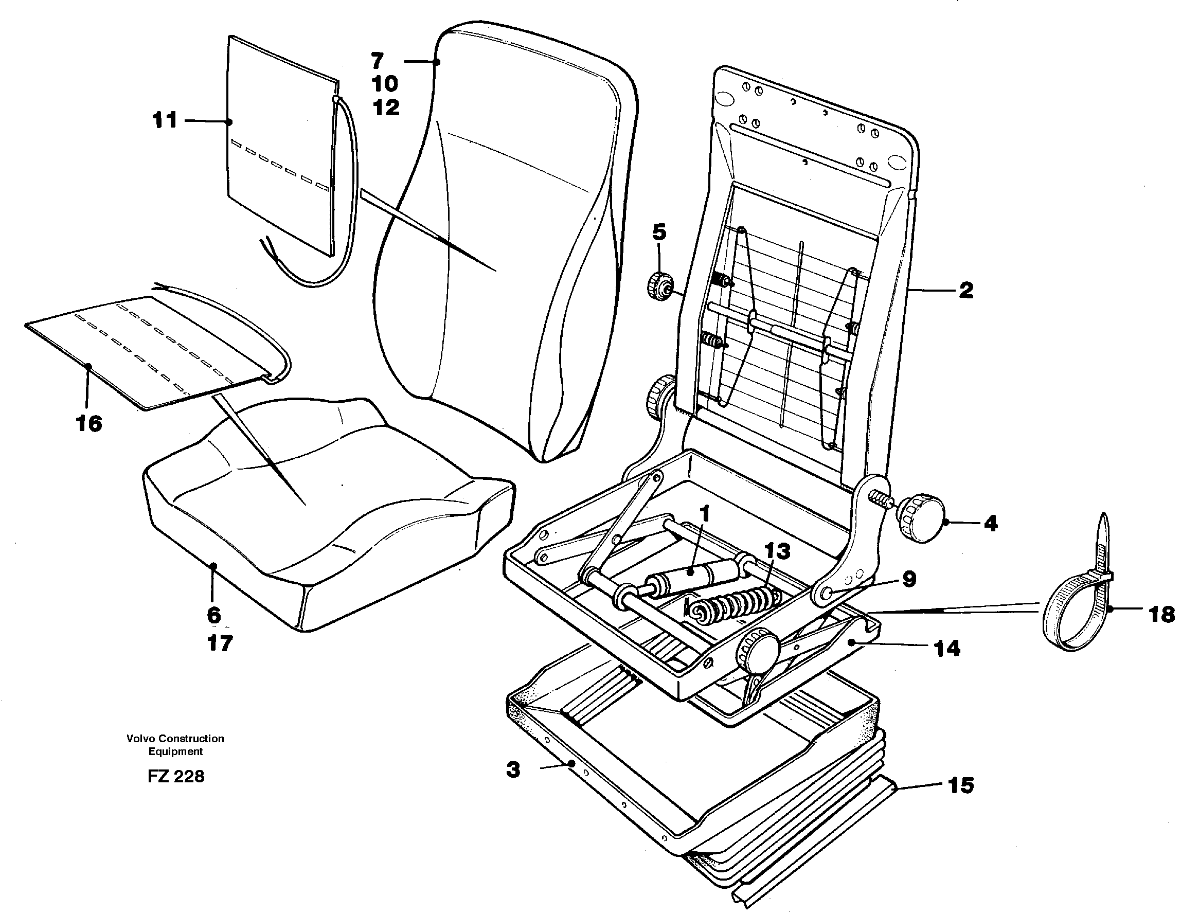 Схема запчастей Volvo EC150C - 16784 Operators seat Be-ge EC150C SER NO 254-