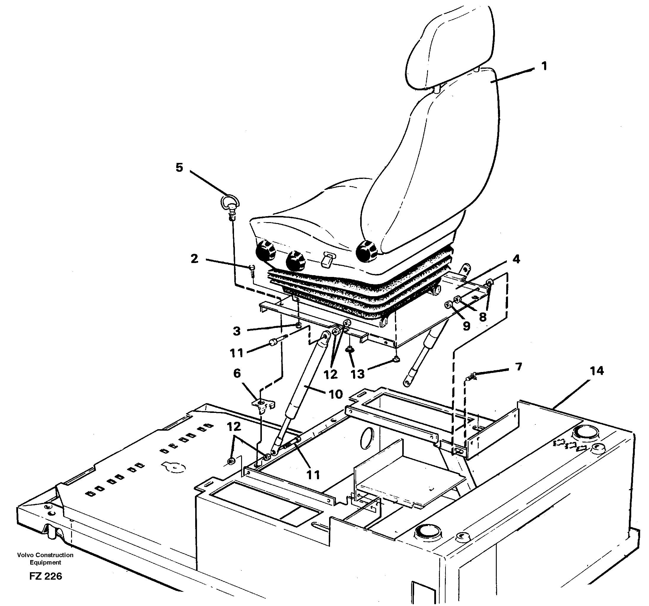 Схема запчастей Volvo EC150C - 43203 Operator seat with fitting parts EC150C SER NO 254-