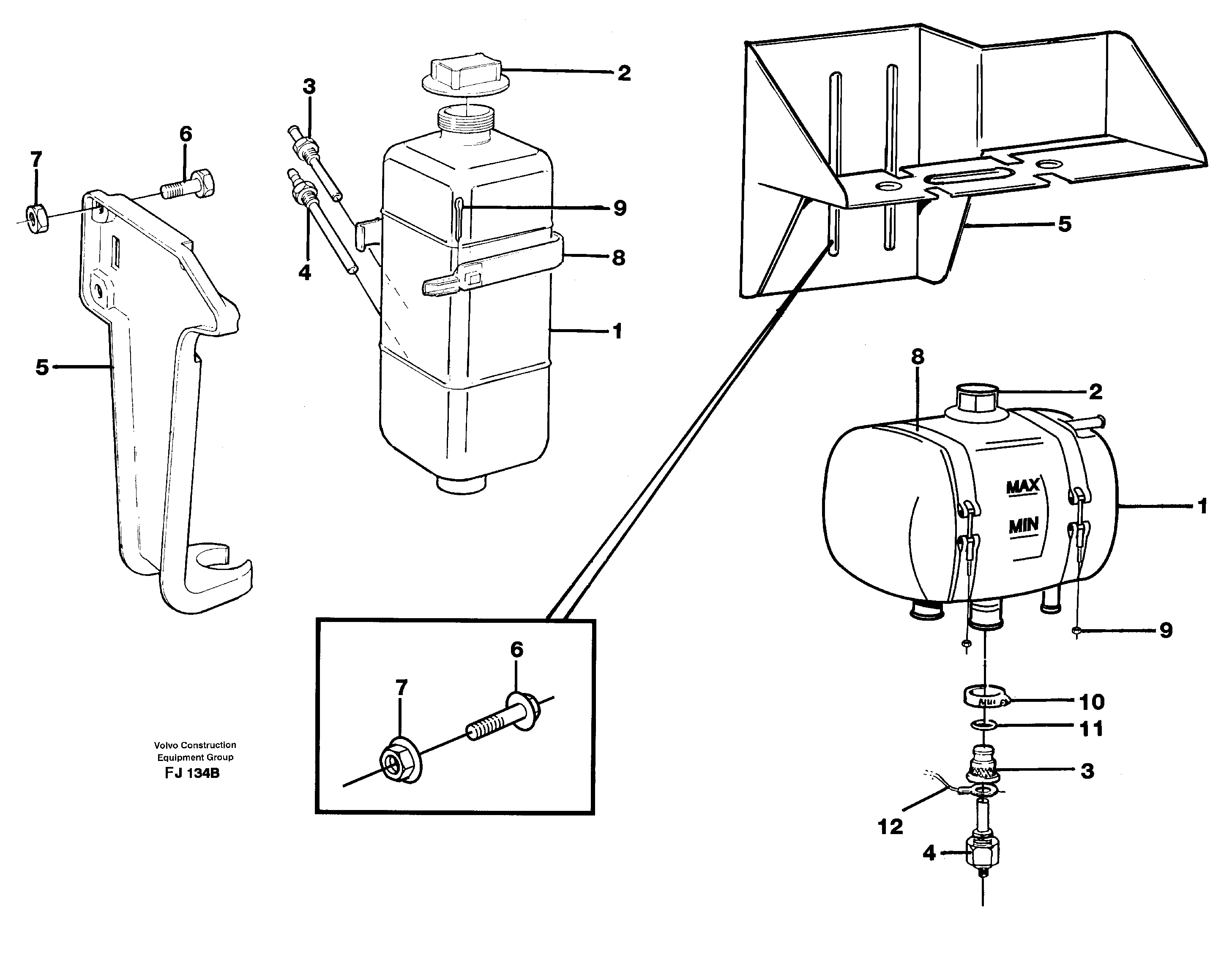Схема запчастей Volvo EC200 - 84971 Expansion tank with fitting parts EC200 ?KERMAN ?KERMAN EC200