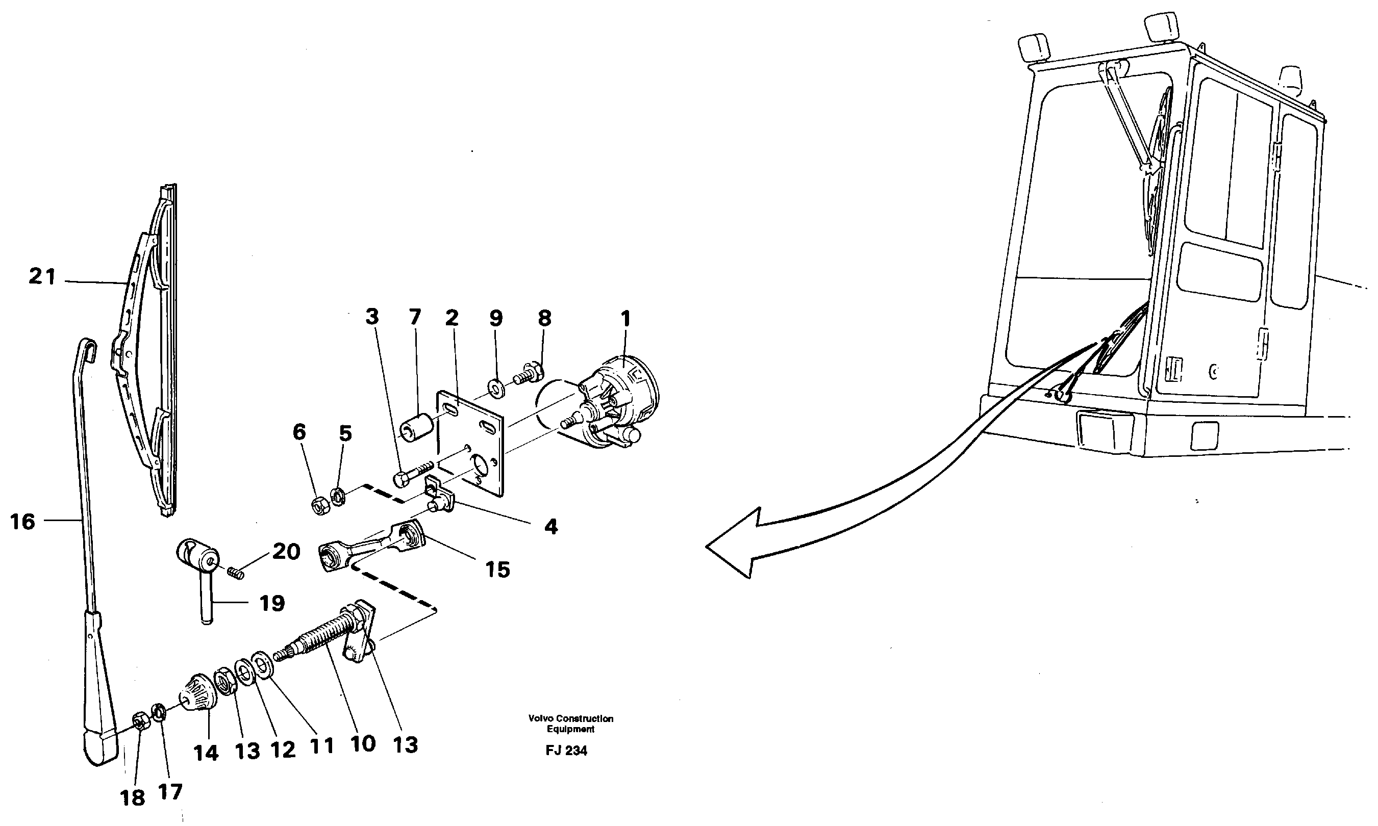 Схема запчастей Volvo EC200 - 7613 Windscreen wiper, lower EC200 ?KERMAN ?KERMAN EC200