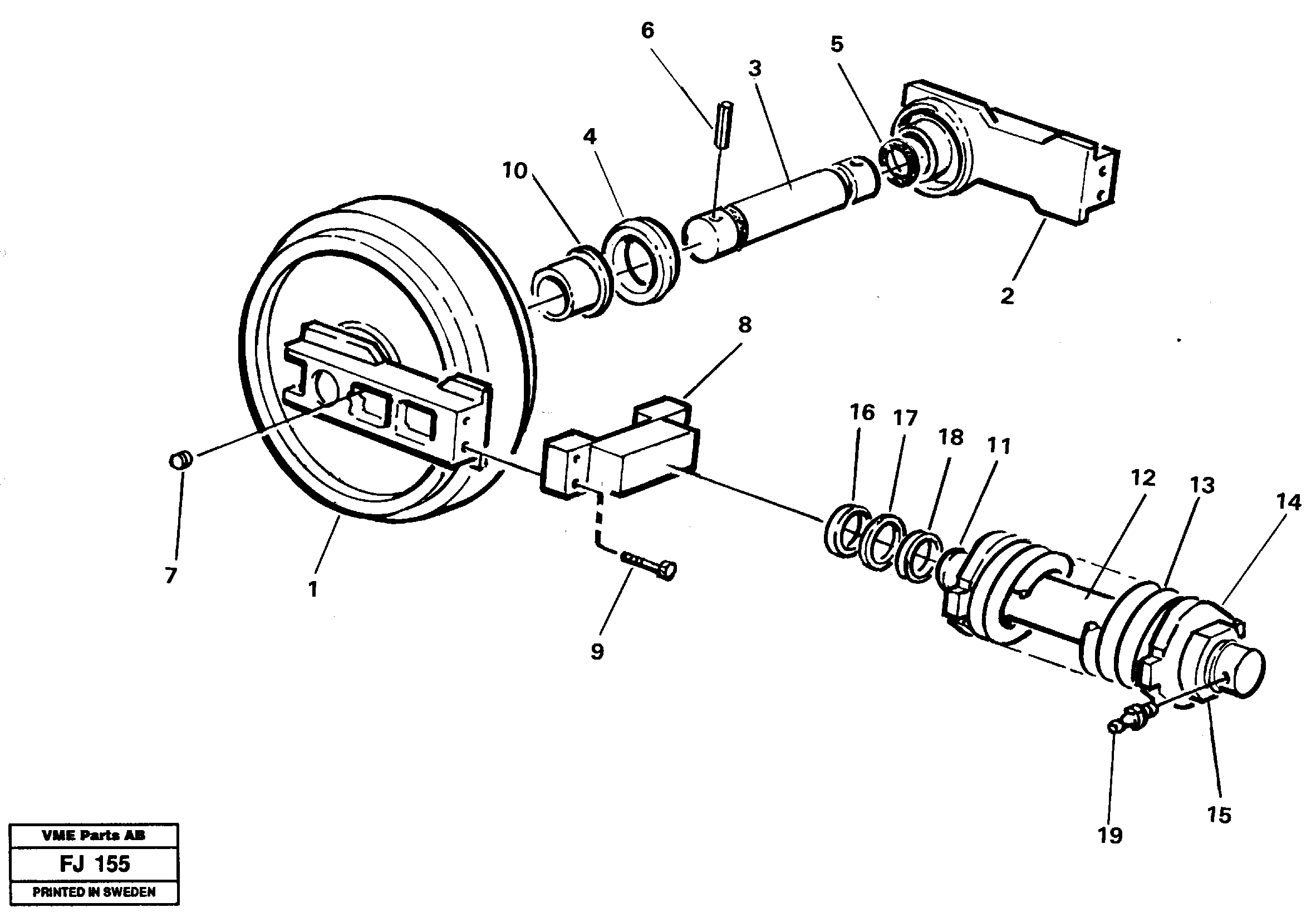 Схема запчастей Volvo EC200 - 58399 Front wheel, spring package and tension cylinder EC200 ?KERMAN ?KERMAN EC200