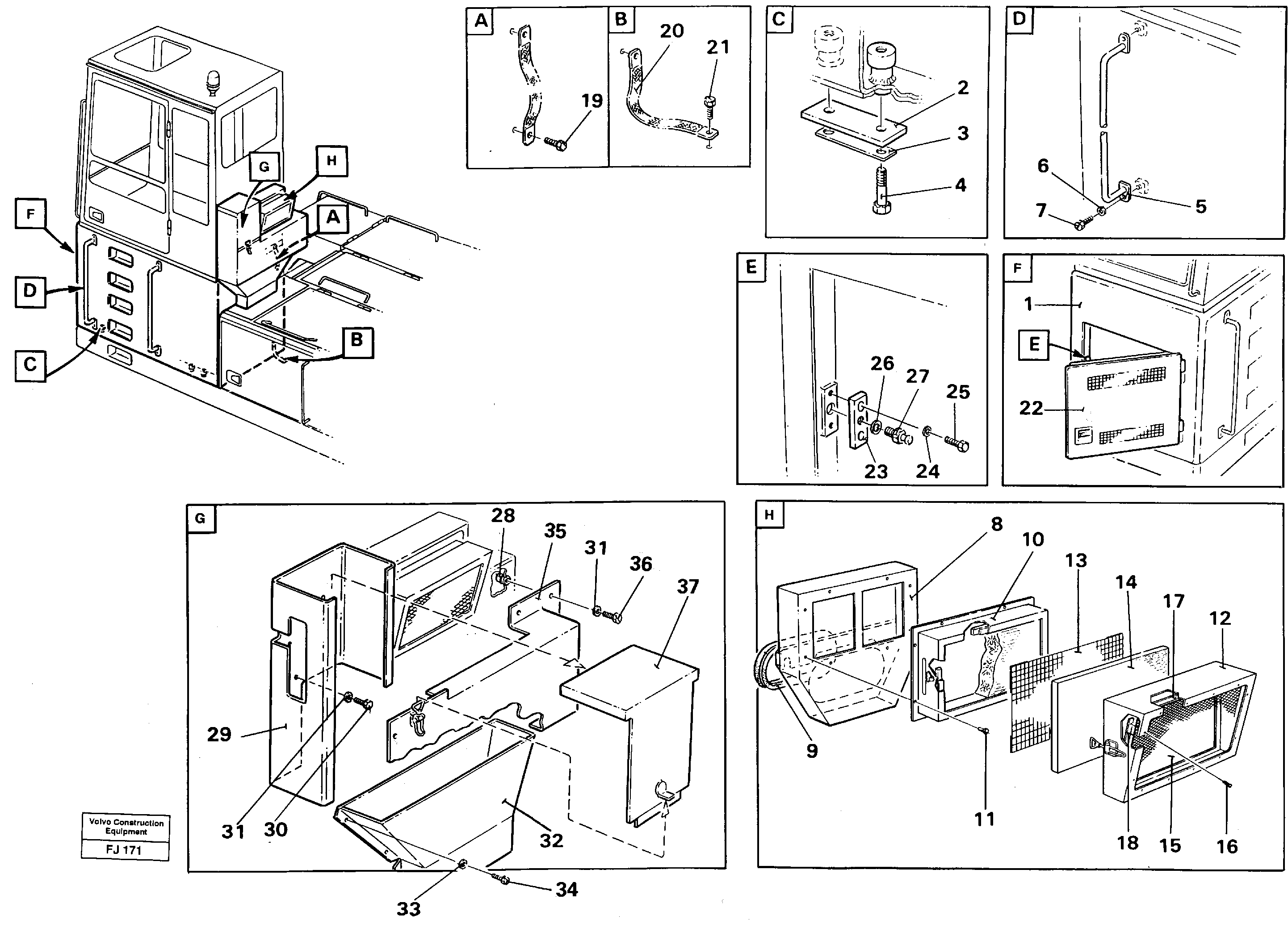 Схема запчастей Volvo EC200 - 44571 Cab elevation on superstructure, 1220 mm EC200 ?KERMAN ?KERMAN EC200