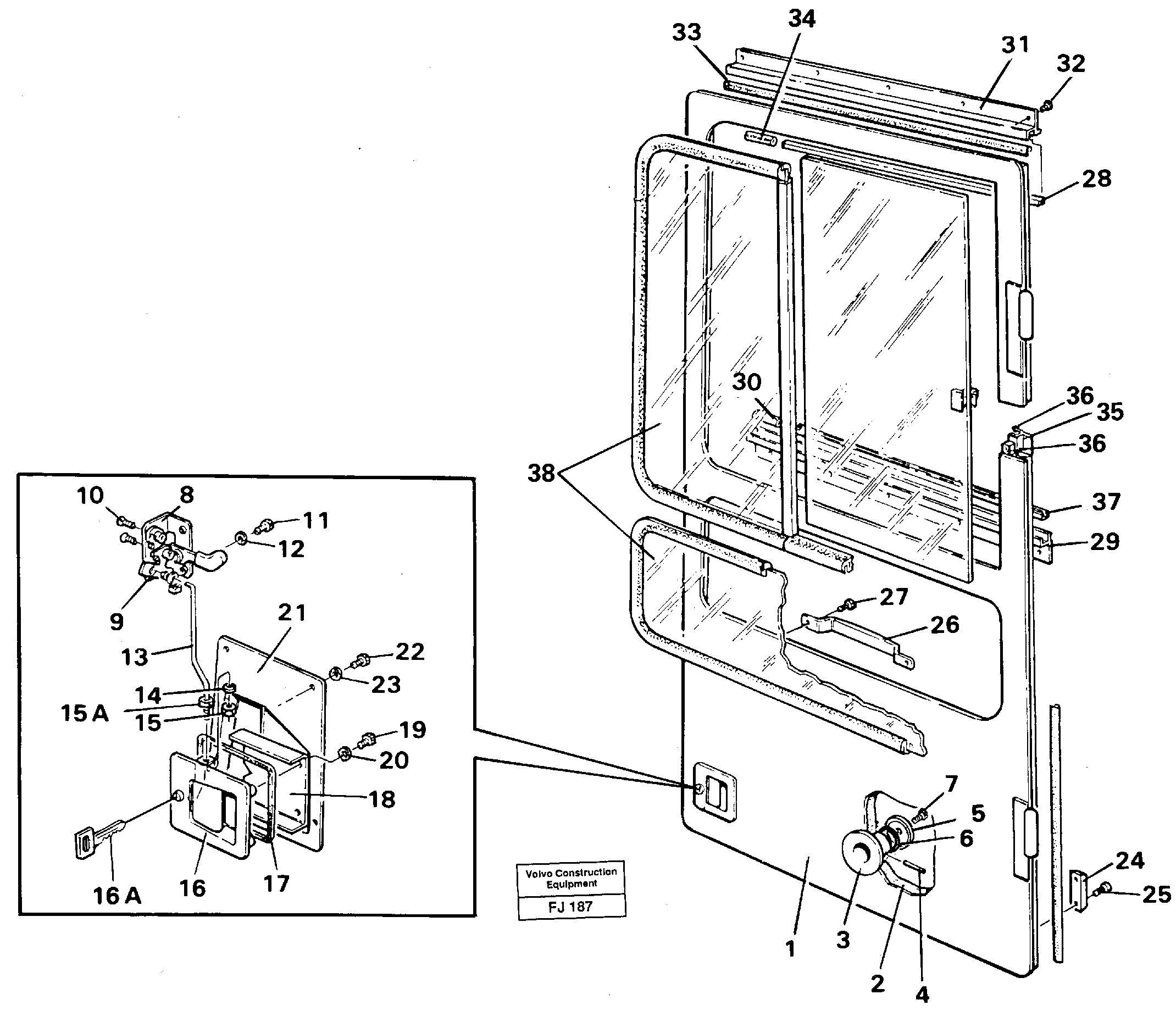 Схема запчастей Volvo EC200 - 44573 Door, operators cab EC200 ?KERMAN ?KERMAN EC200