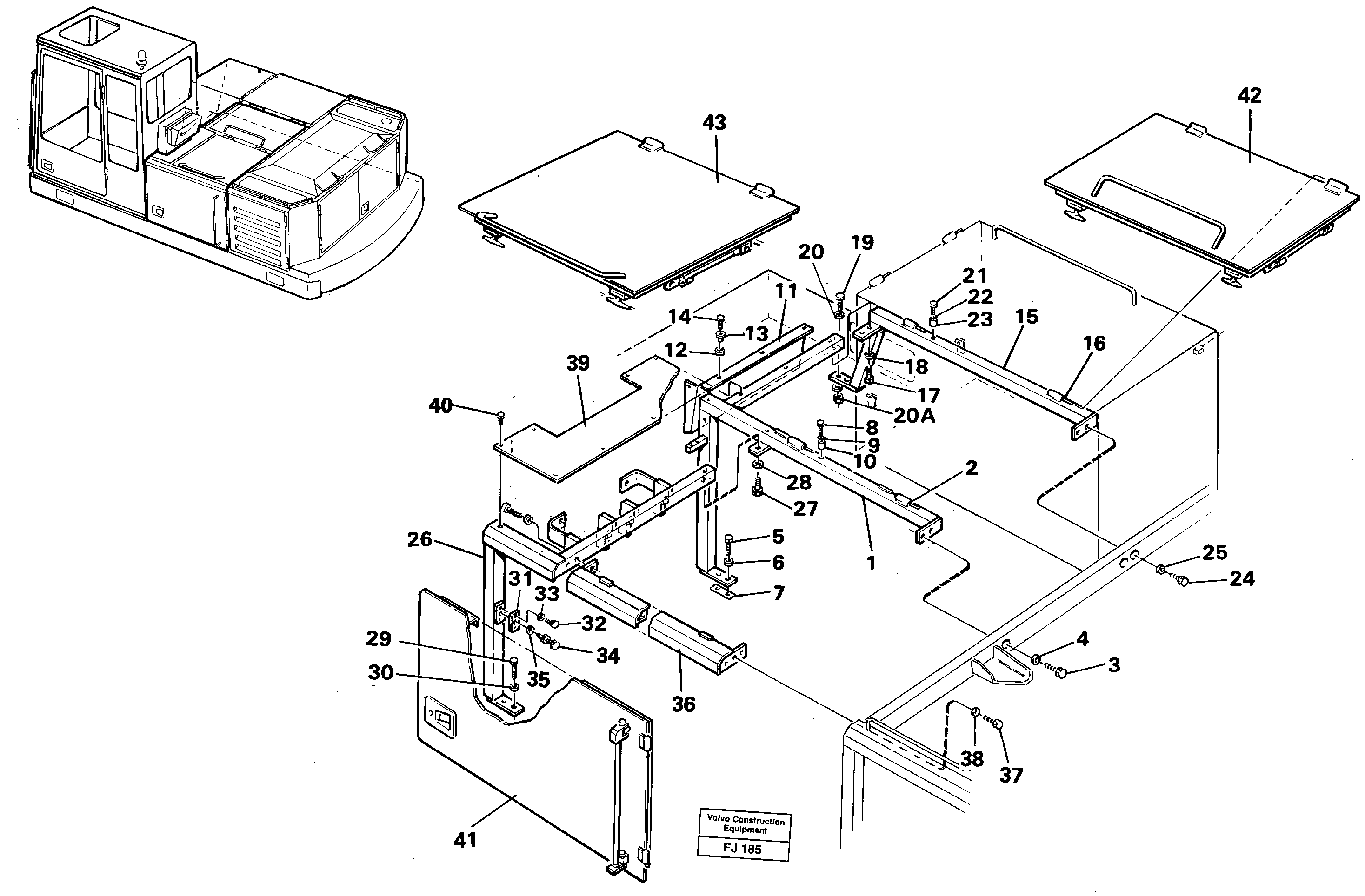 Схема запчастей Volvo EC200 - 42889 Support, cover plates, front EC200 ?KERMAN ?KERMAN EC200