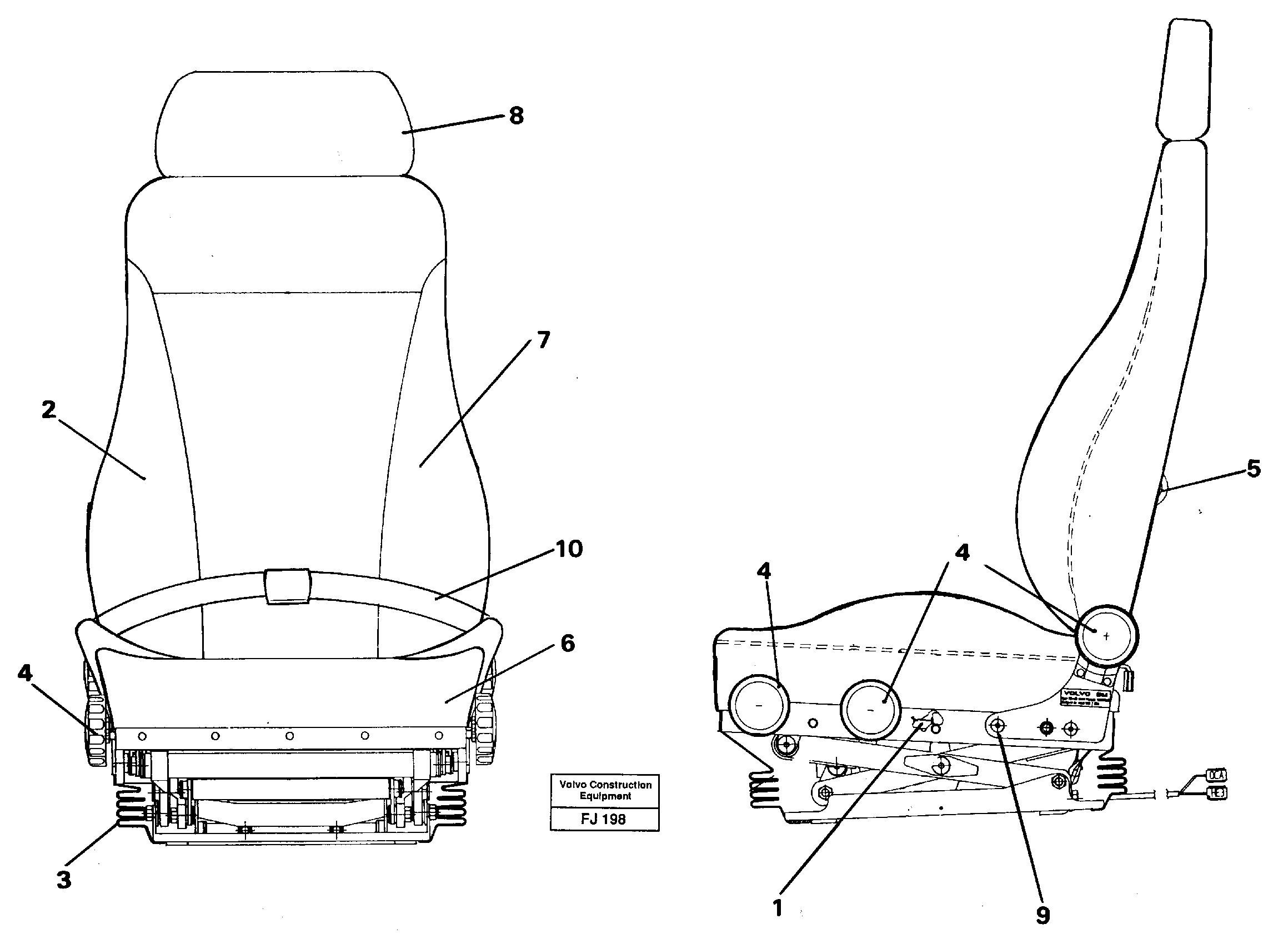 Схема запчастей Volvo EC200 - 13853 Operators seat Be-ge EC200 ?KERMAN ?KERMAN EC200