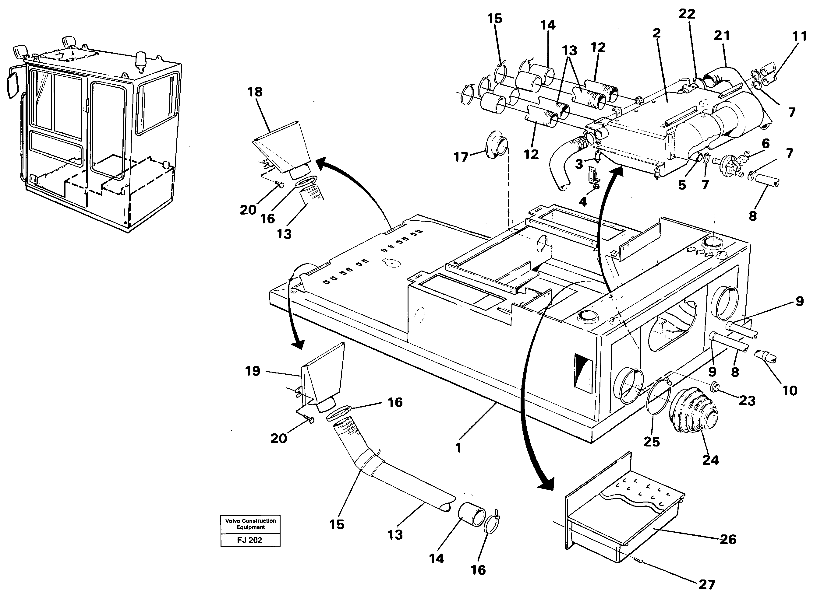 Схема запчастей Volvo EC200 - 84893 Cab heater with fitting parts EC200 ?KERMAN ?KERMAN EC200