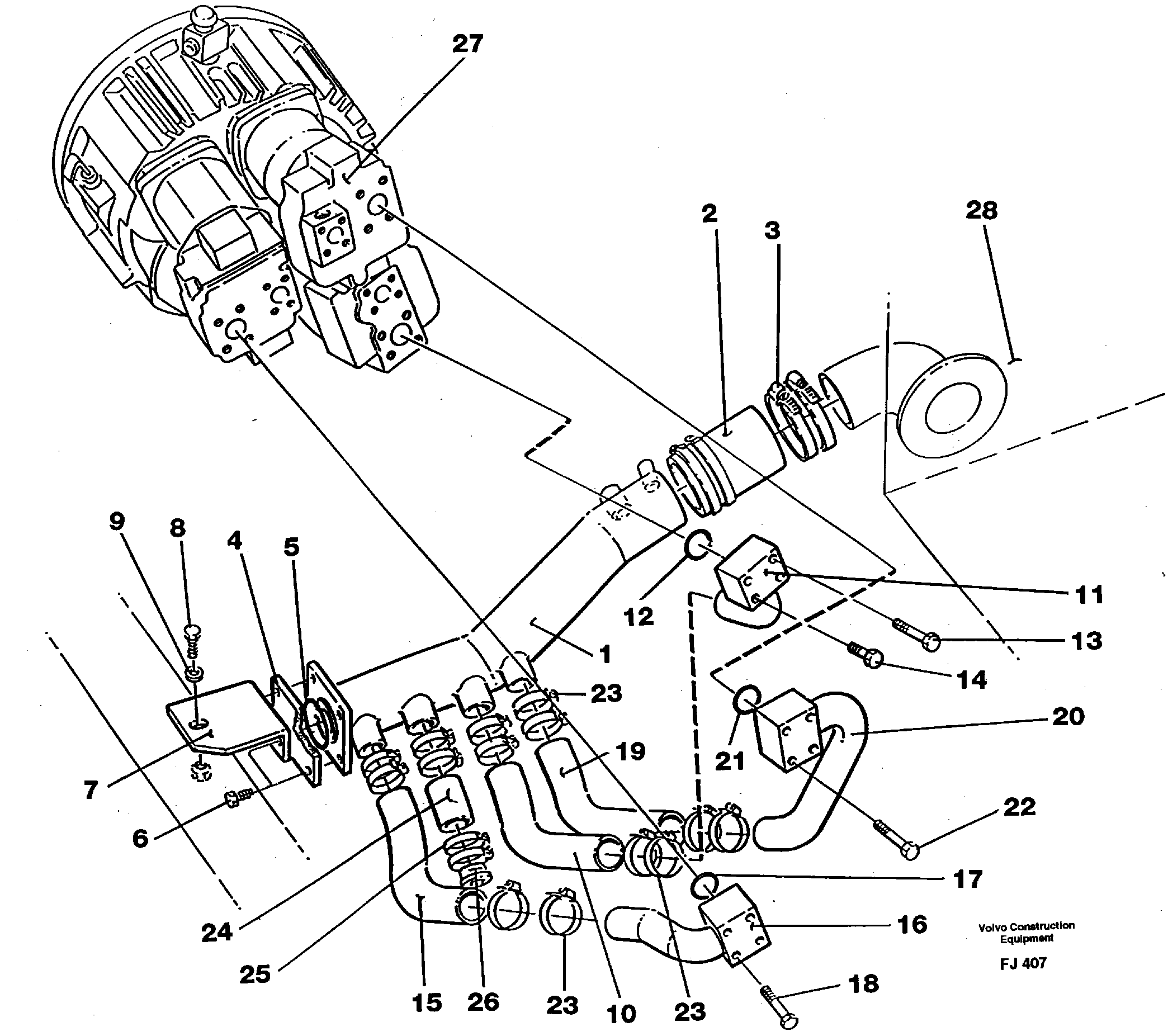 Схема запчастей Volvo EC200 - 106003 Hydraulic system suction lines EC200 ?KERMAN ?KERMAN EC200