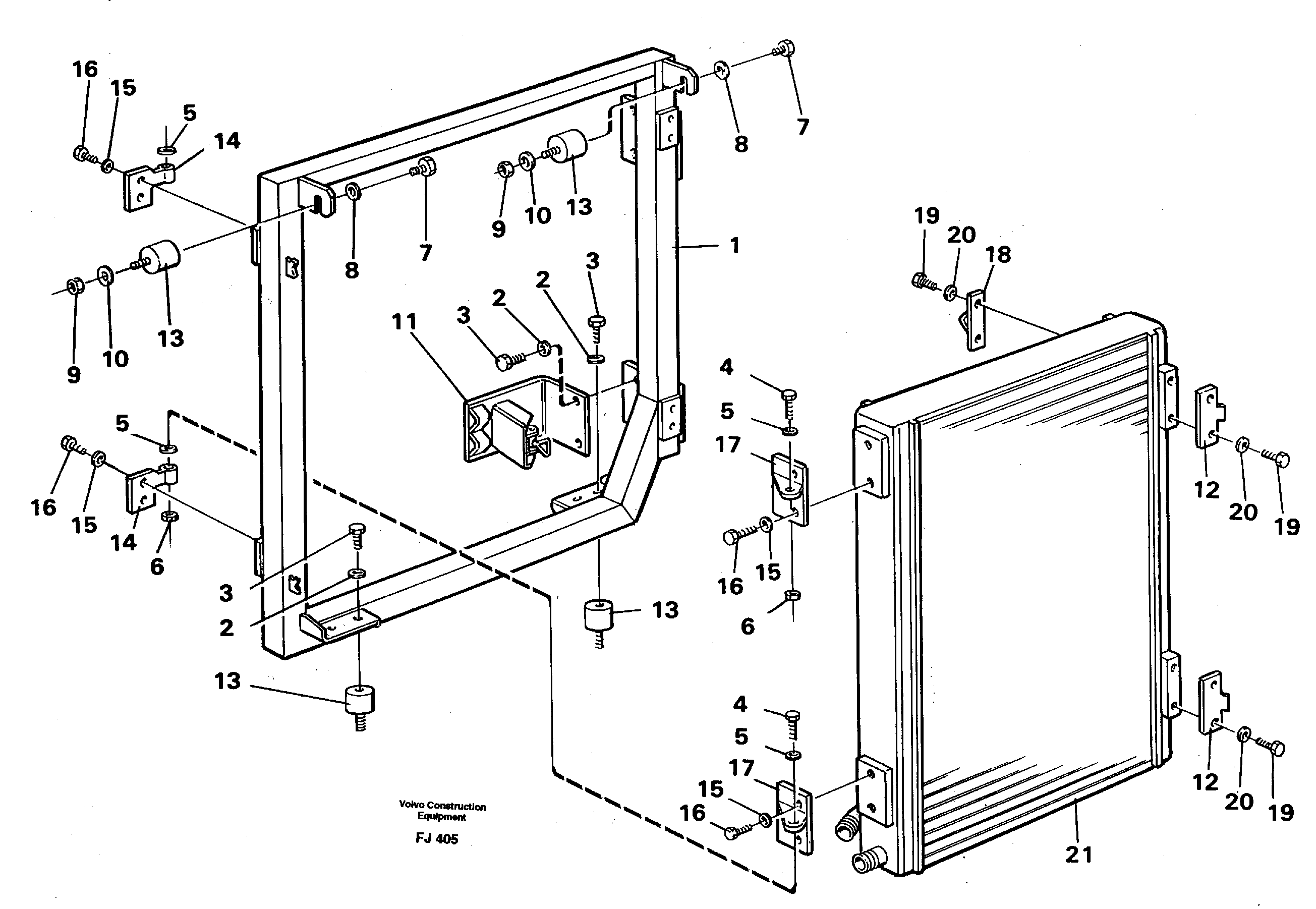 Схема запчастей Volvo EC200 - 20103 Радиатор масляной для гидравлики EC200 ?KERMAN ?KERMAN EC200