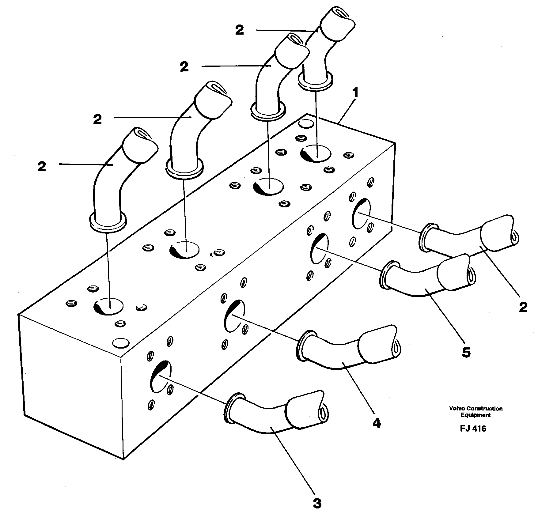 Схема запчастей Volvo EC200 - 23732 Connection block with hoses EC200 ?KERMAN ?KERMAN EC200