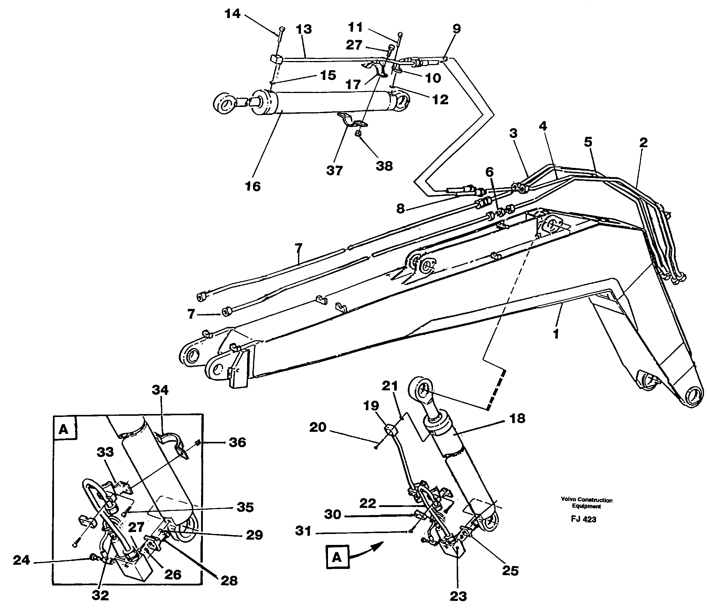 Схема запчастей Volvo EC200 - 45326 Hydraulic system, boom 5.20 m EC200 ?KERMAN ?KERMAN EC200