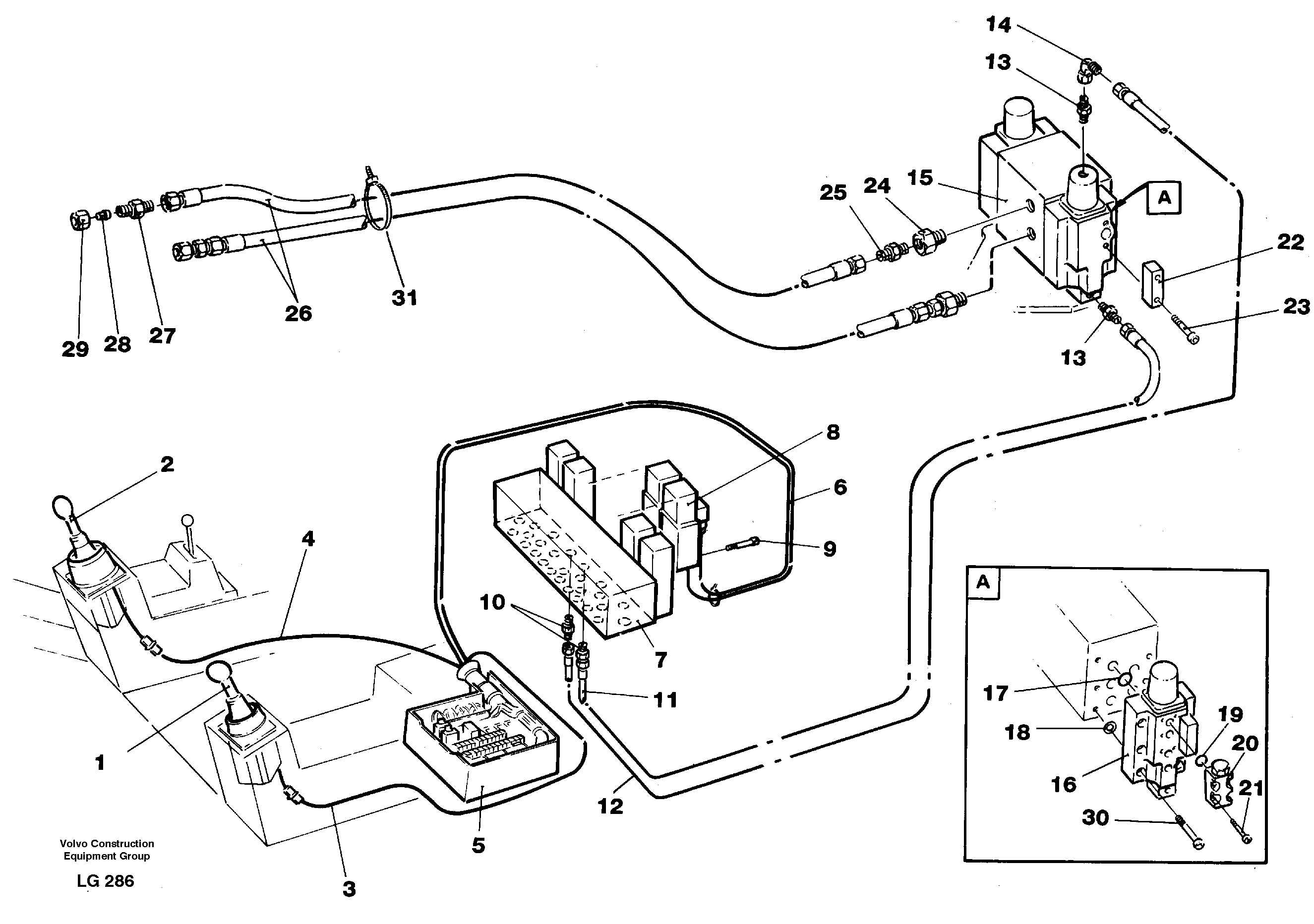 Схема запчастей Volvo EC200 - 37010 Button operated slope bucket/grab hydraulics onadj. boom EC200 SER NO 2760-