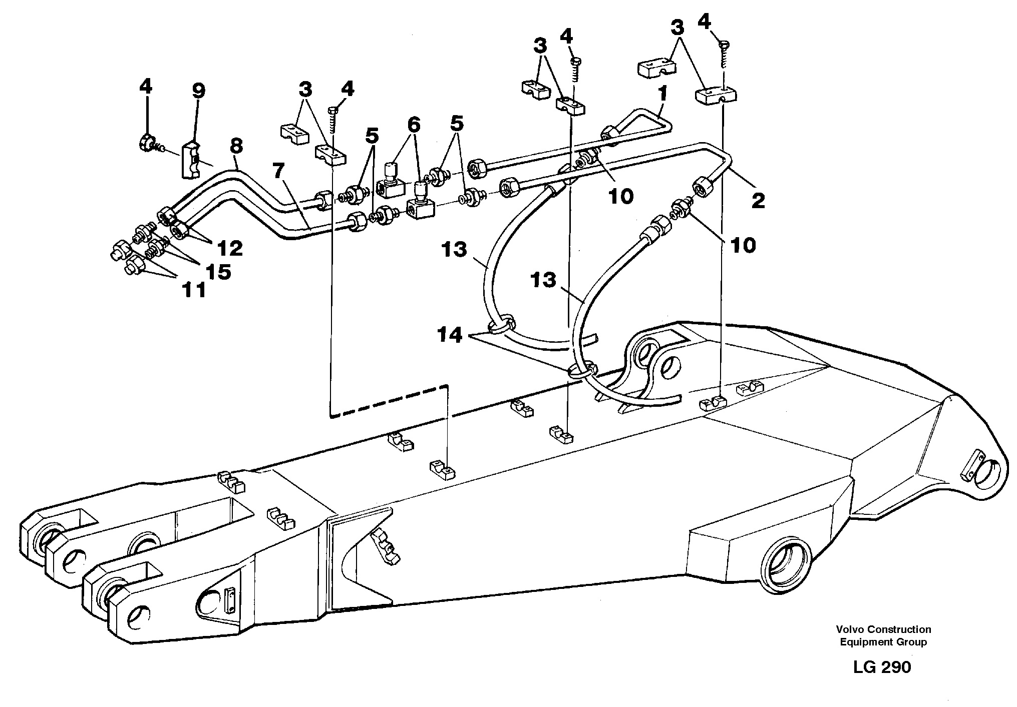 Схема запчастей Volvo EC200 - 73220 Slope bucket equipment ondipper 2.0 m, 2.4 m, 2,8 m. On rightside EC200 SER NO 2760-