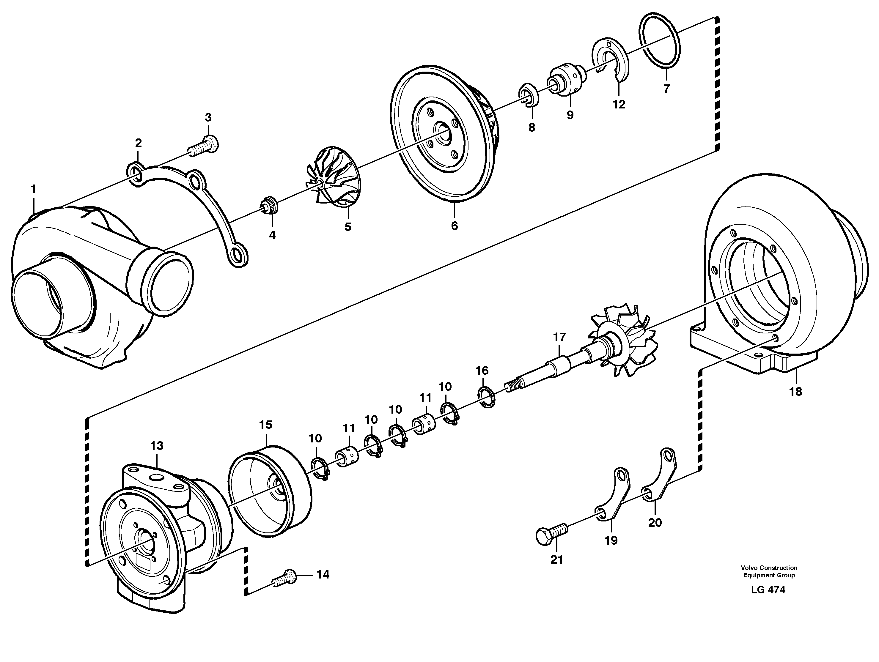 Схема запчастей Volvo EC200 - 11710 Турбокомпрессор (турбина) EC200 SER NO 2760-