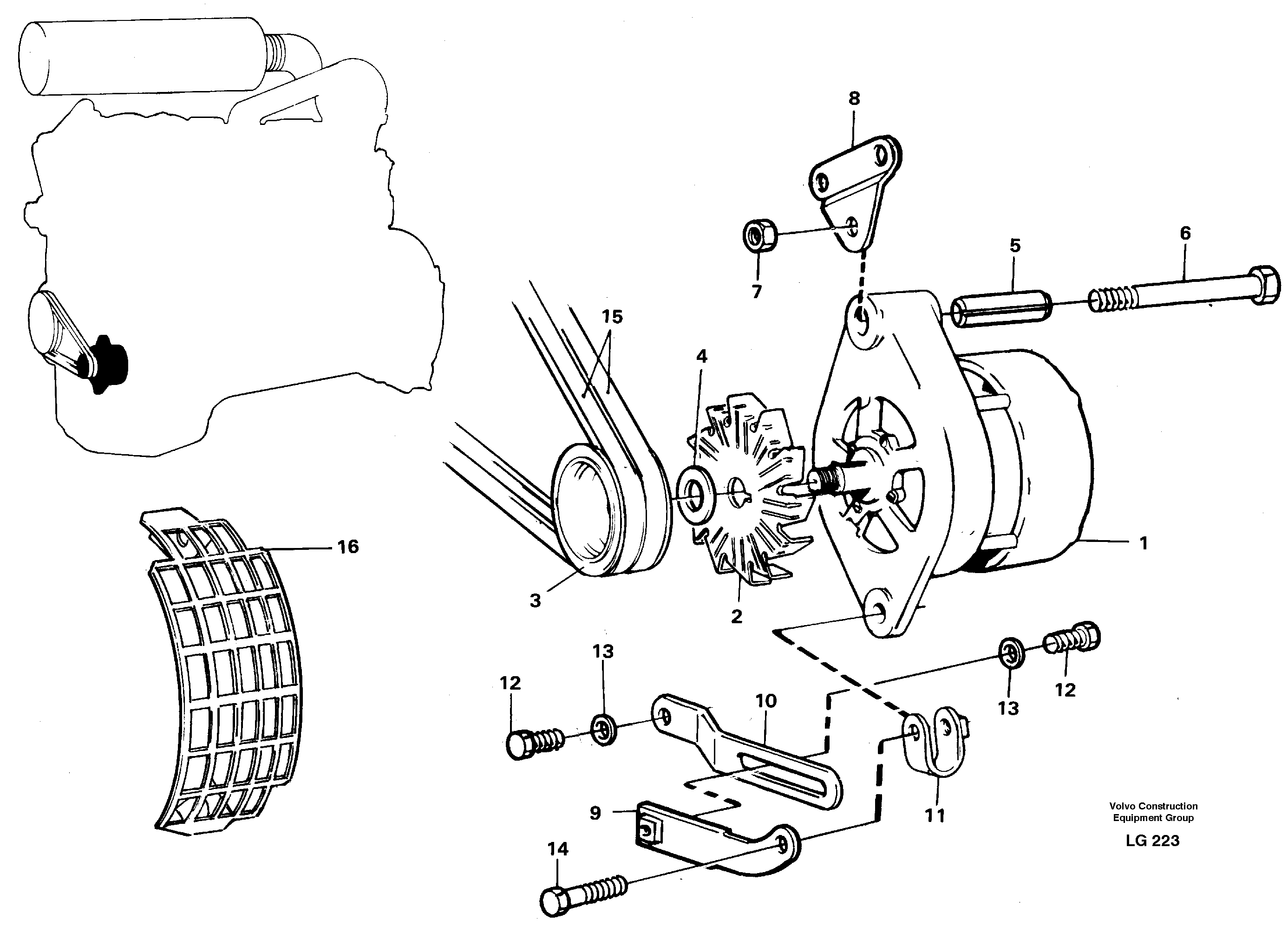 Схема запчастей Volvo EC200 - 38710 Alternator, assembly EC200 SER NO 2760-