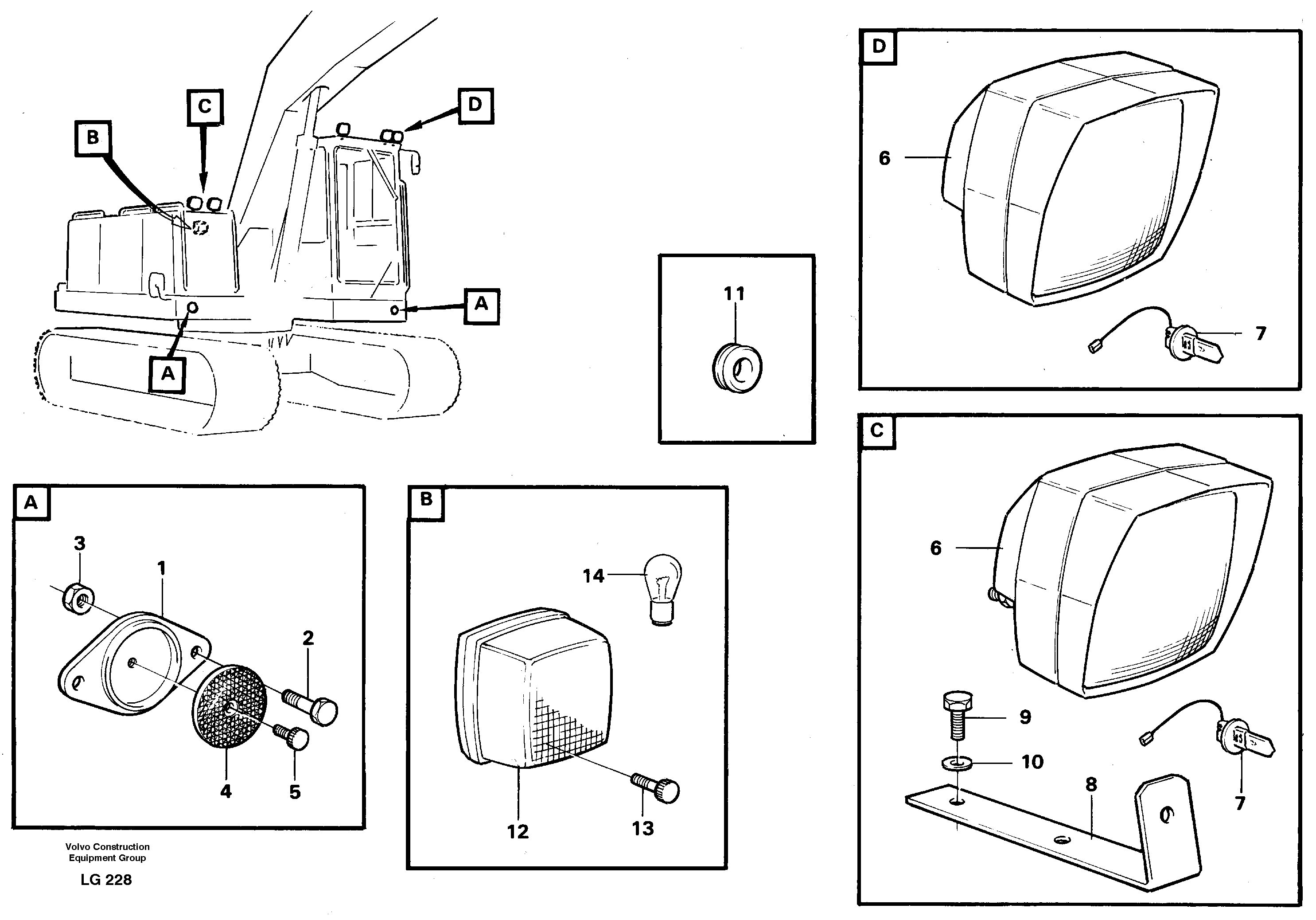 Схема запчастей Volvo EC200 - 47461 Lighting, front EC200 SER NO 2760-